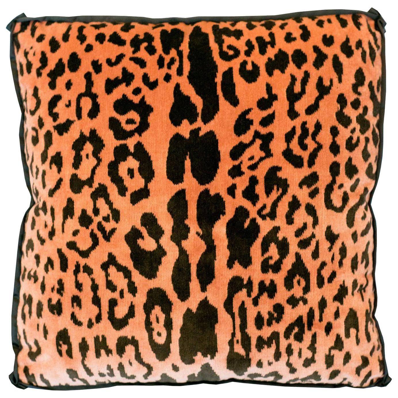 Studio Maison Nurita Coral Pink Bevilacqua Leopard Silk Velvet and Satin Pillows