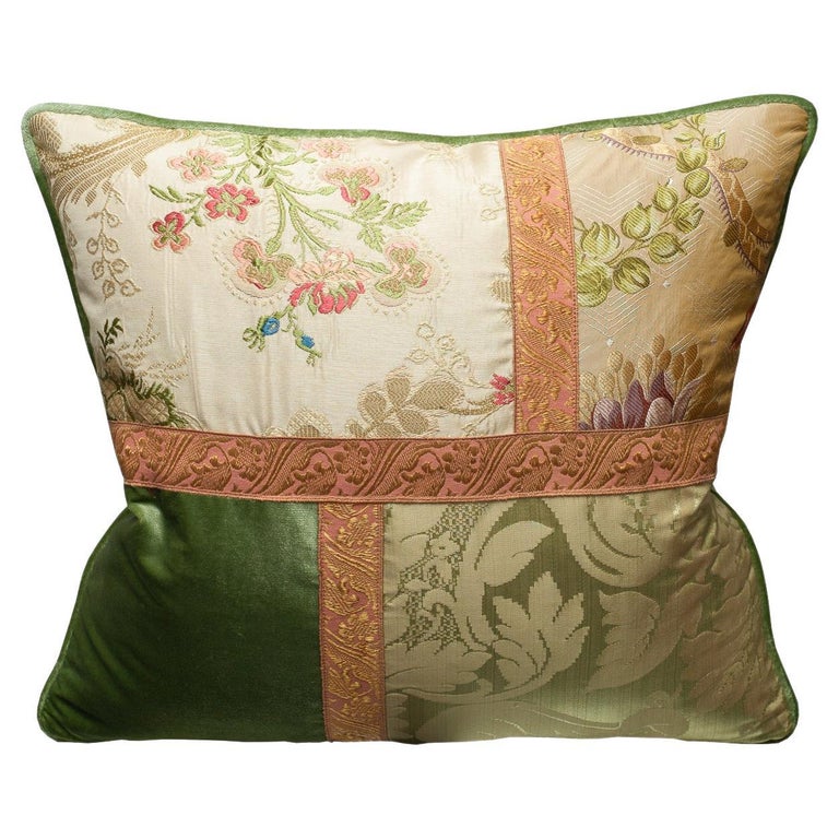 Studio Maison Nurita Floral and Patchwork Silk Velvet Pillow with