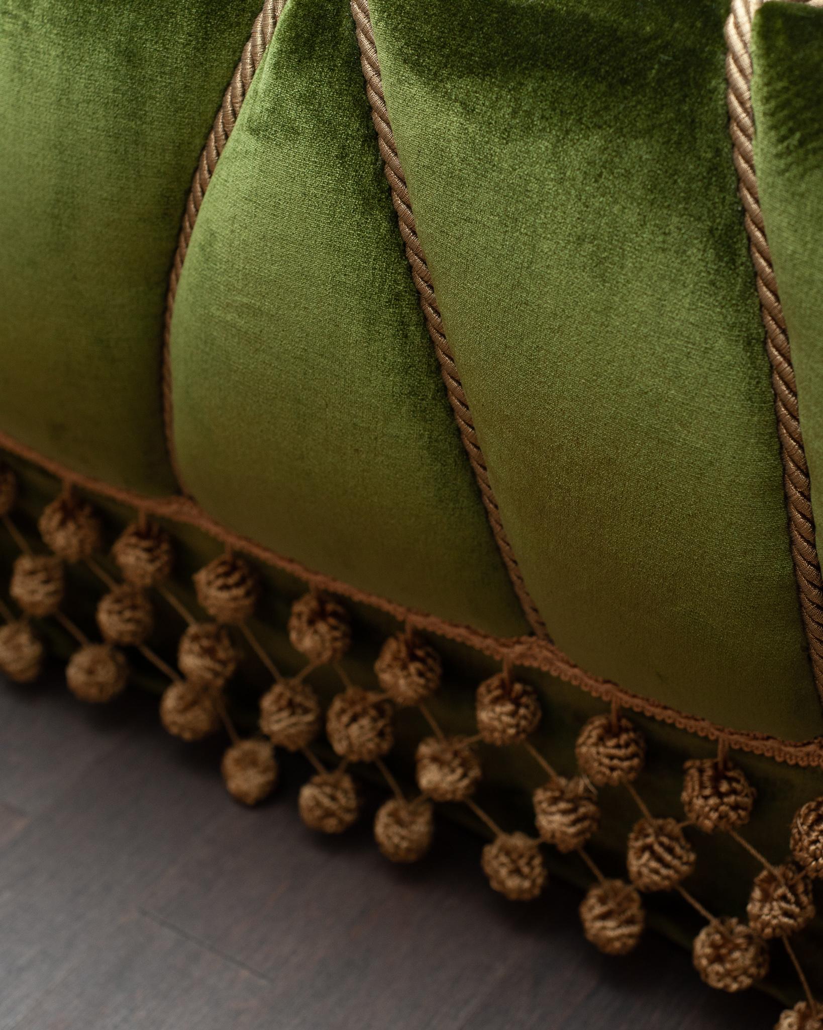 Studio Maison Nurita Napoleon III Inspired Green Velvet Beaded Chair In New Condition In Toronto, ON