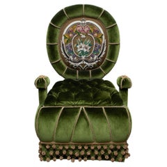 Studio Maison Nurita Napoleon III Inspired Green Velvet Beaded Chair