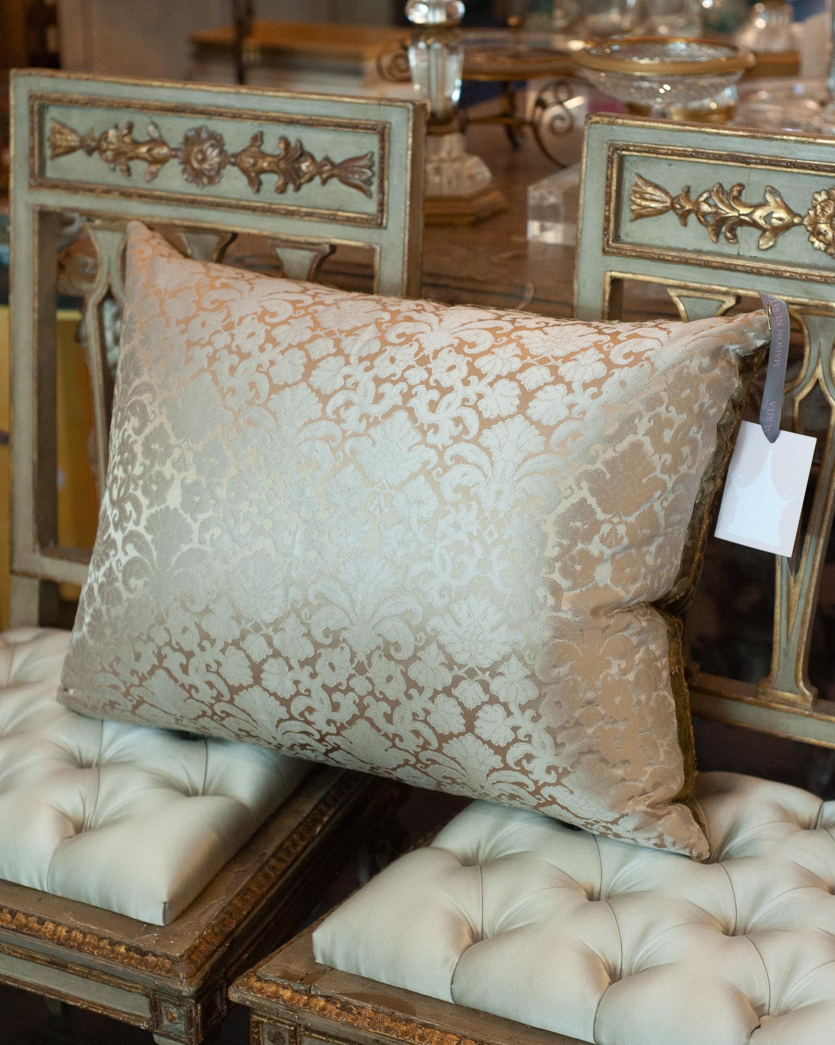Canadian Studio Maison Nurita Patchwork Silk Velvet Pillow with Metallic Trims For Sale