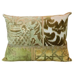 Studio Maison Nurita Patchwork Silk Velvet Pillow with Metallic Trims