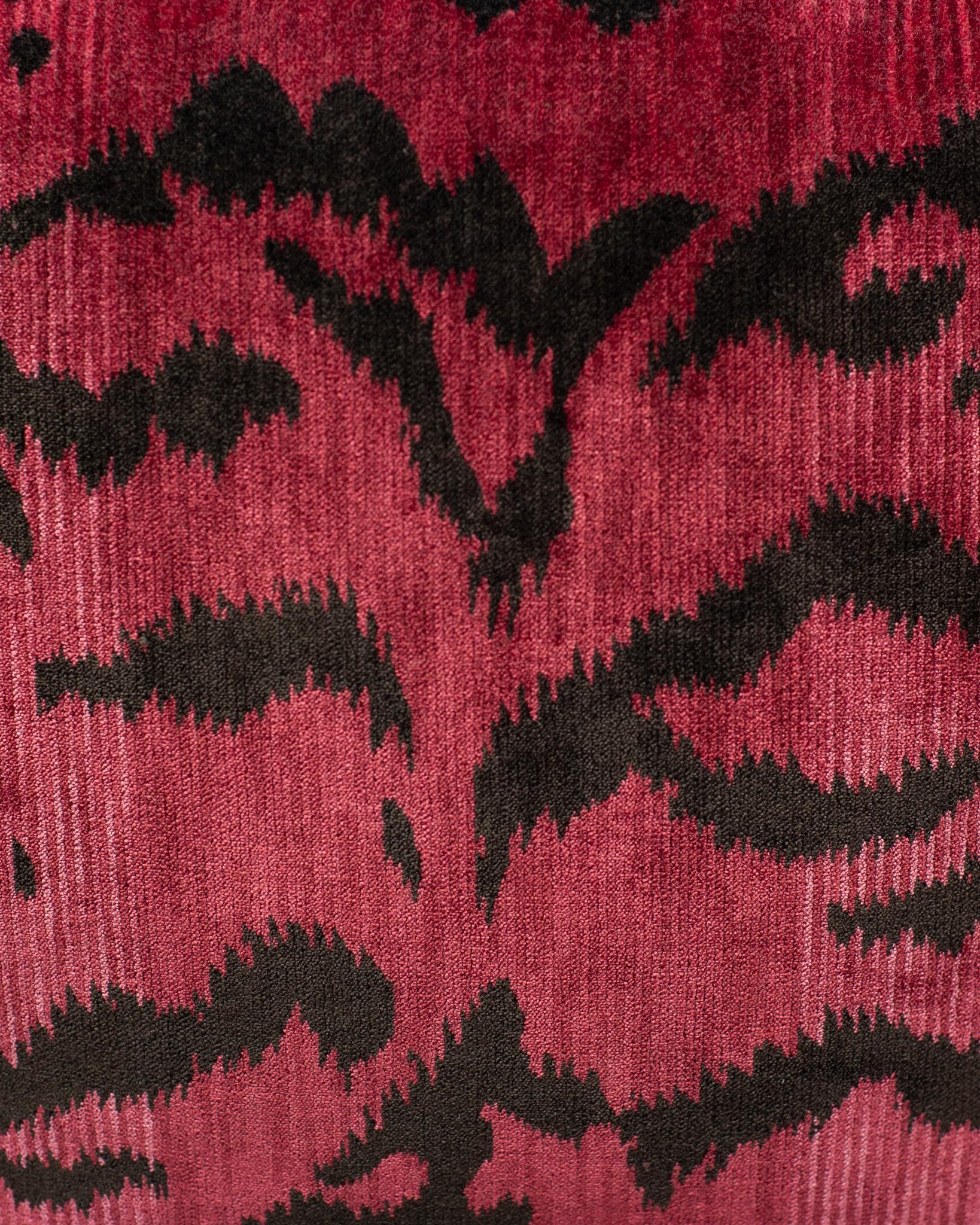 Canadian Pink Bevilacqua Tiger Silk Velvet and Satin Pillow by Studio Maison Nurita For Sale
