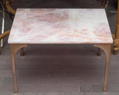 Studio Maison Nurita Pink Rose Quartz Table with Polished Poured Bronze Legs