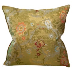 Studio Maison Nurita Rubelli Green Floral Silk Lampas and Silk Damask Pillow