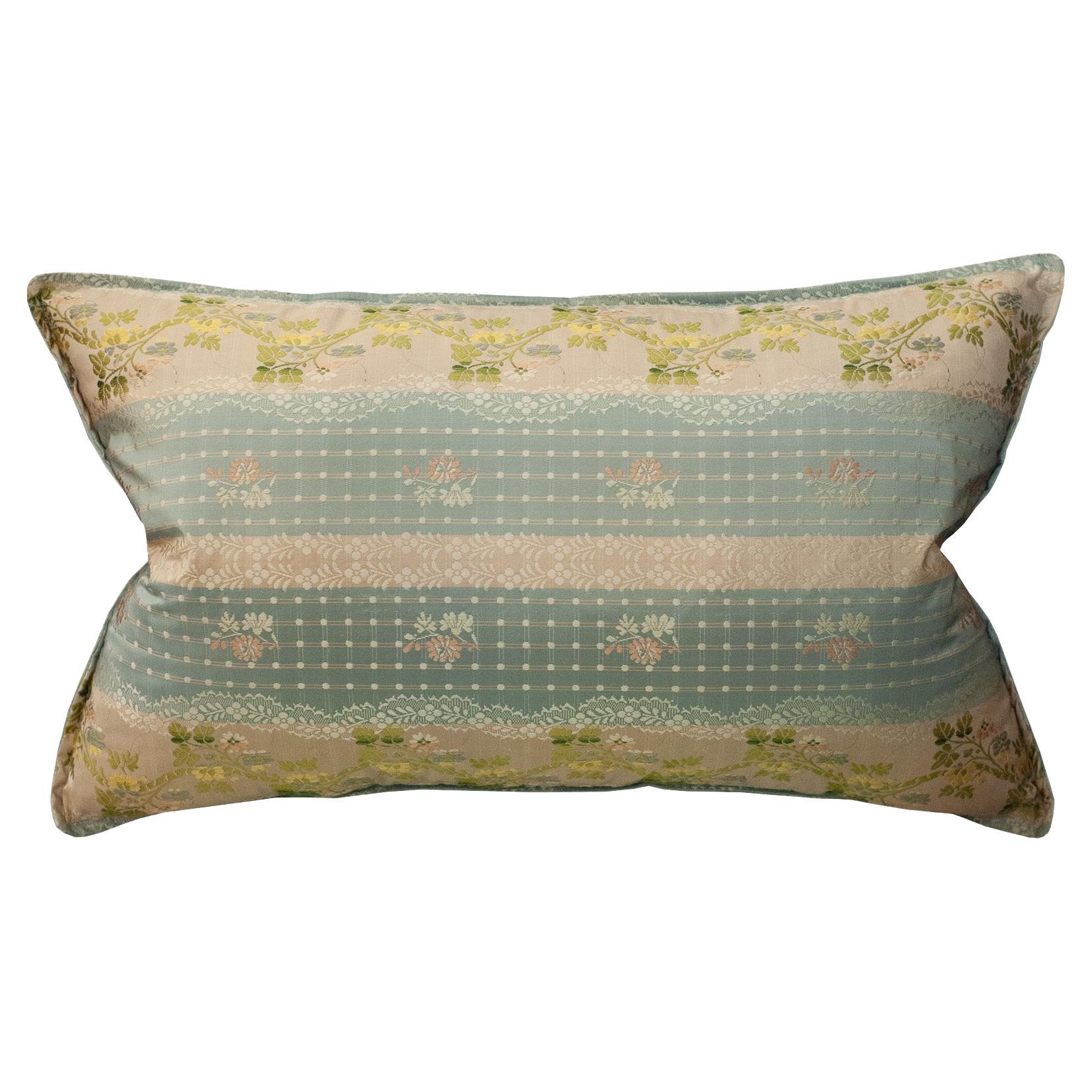 Studio Maison Nurita Soft Blue Document Print Floral Brocade Pillow