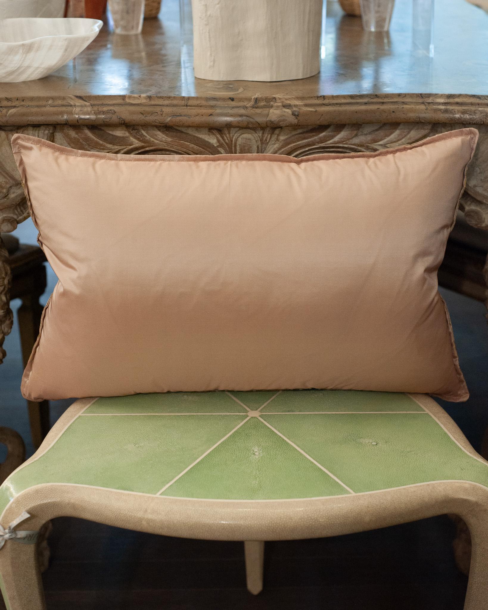 Contemporary Studio Maison Nurita Soft Pink Document Print Floral Brocade Pillow For Sale