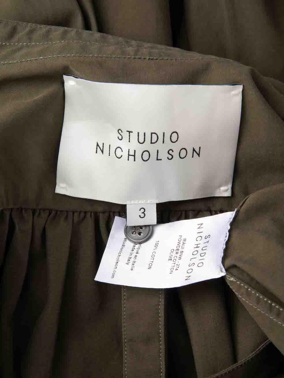Studio Nicholson Green Puff Sleeve Shirt Dress Size XL For Sale 3