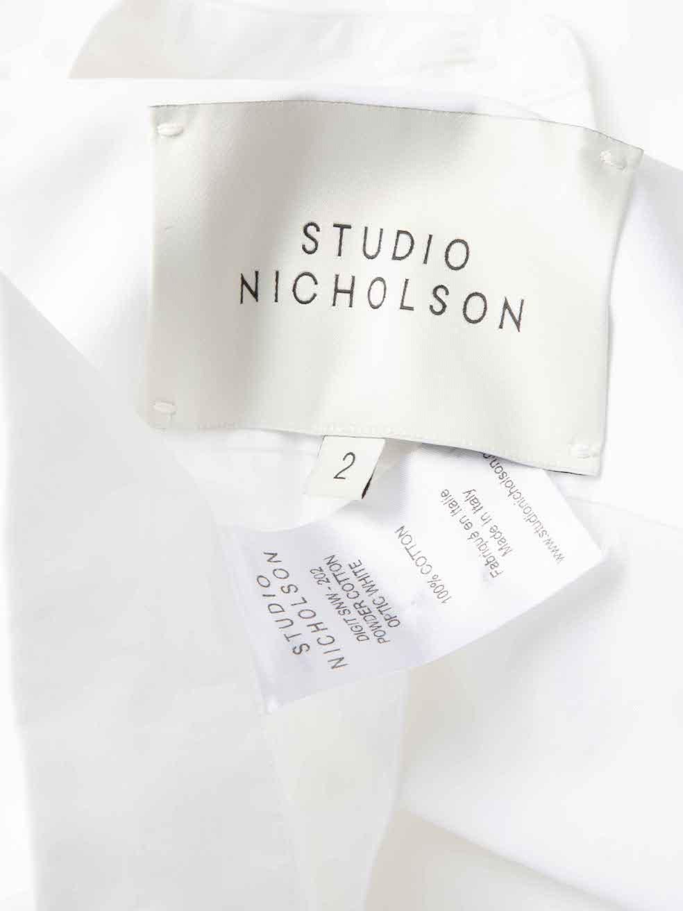 Women's Studio Nicholson White Buttoned Collarless Shirt Size L For Sale