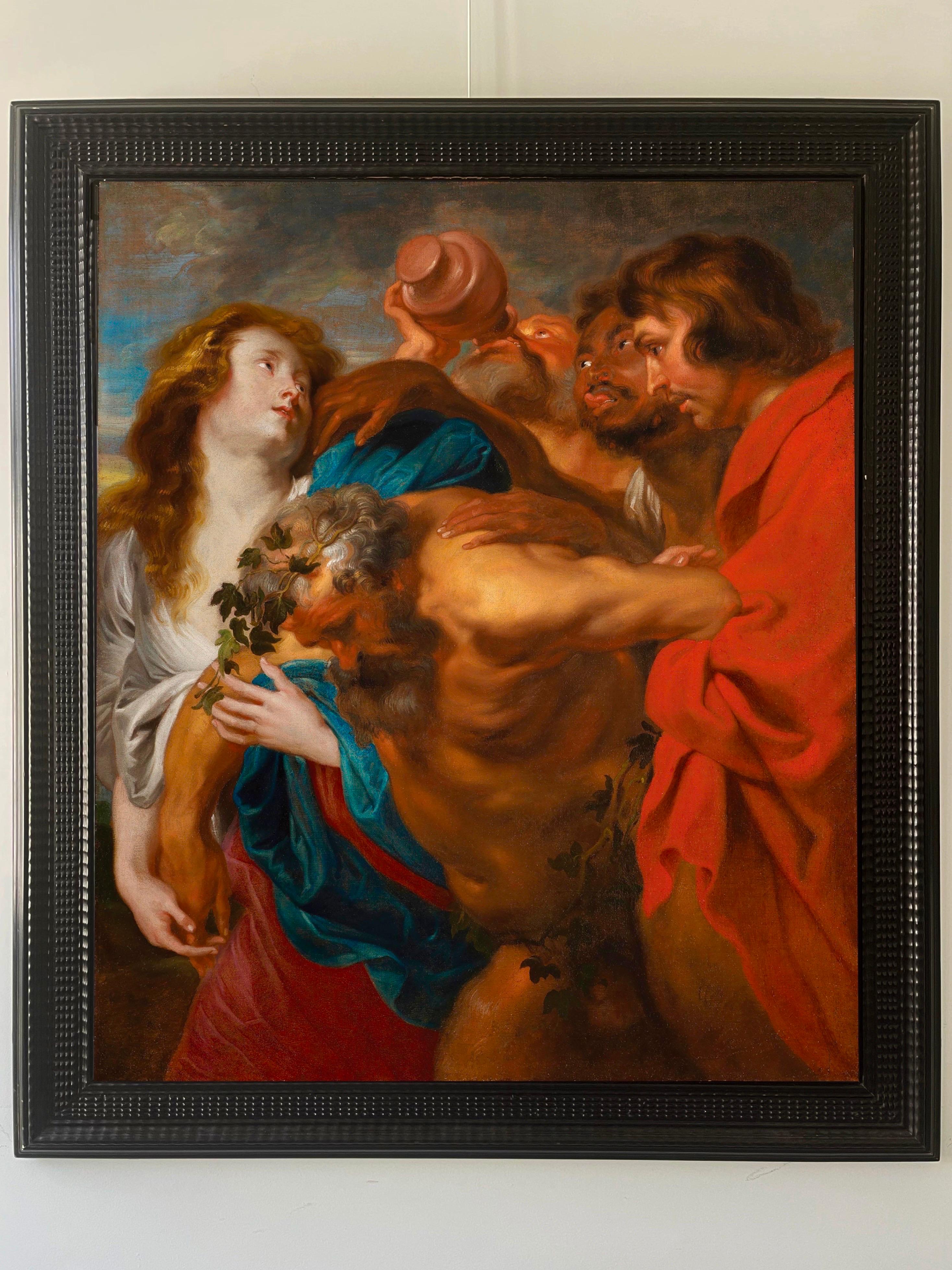 17ème siècle Flemish Old master - Silène festoyant - Dieu du vin - Painting de Studio of Anthony Van Dyck