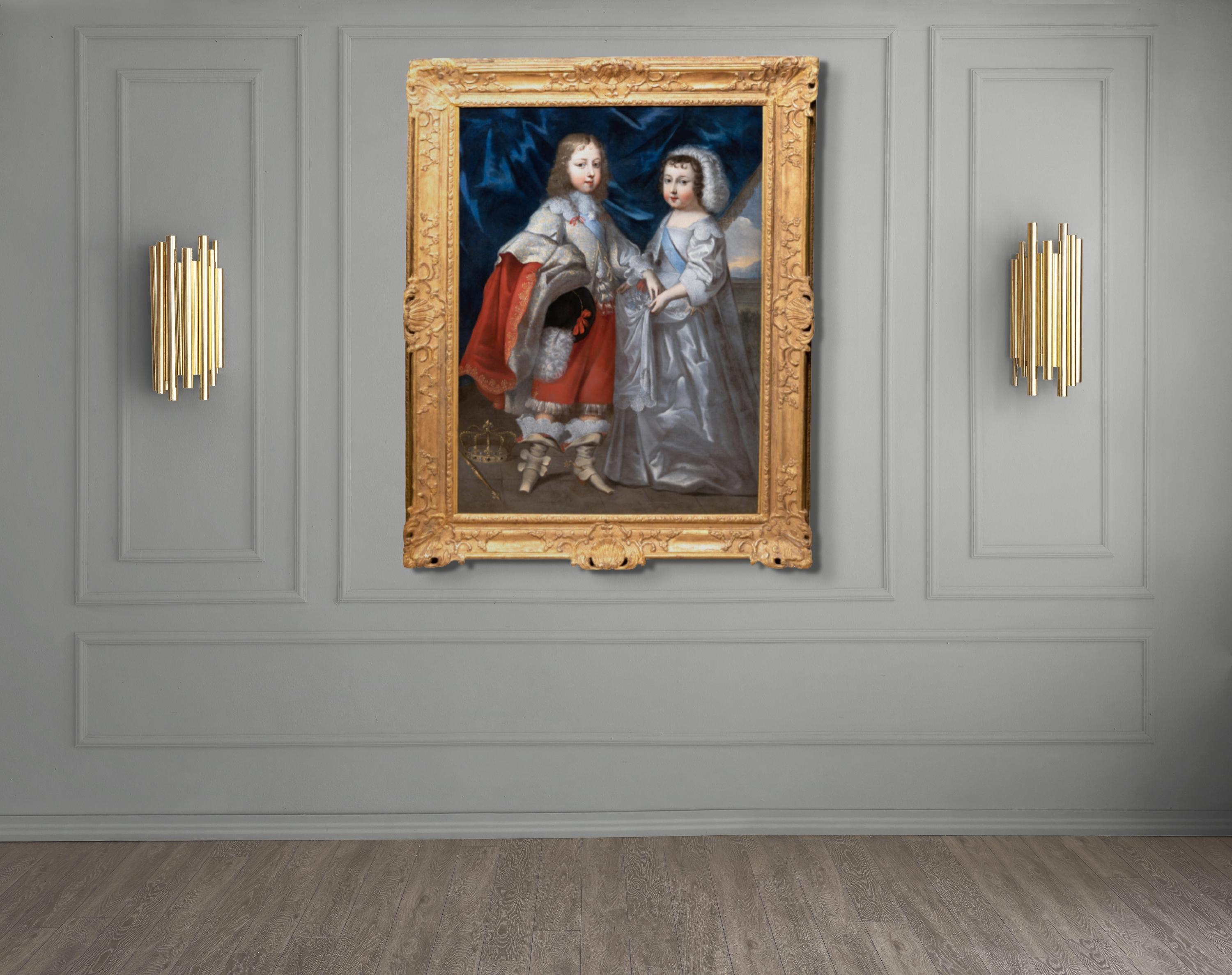 17th French Portrait of Louis XIV & his brother, c. 1645, attributed to Beaubrun For Sale 3