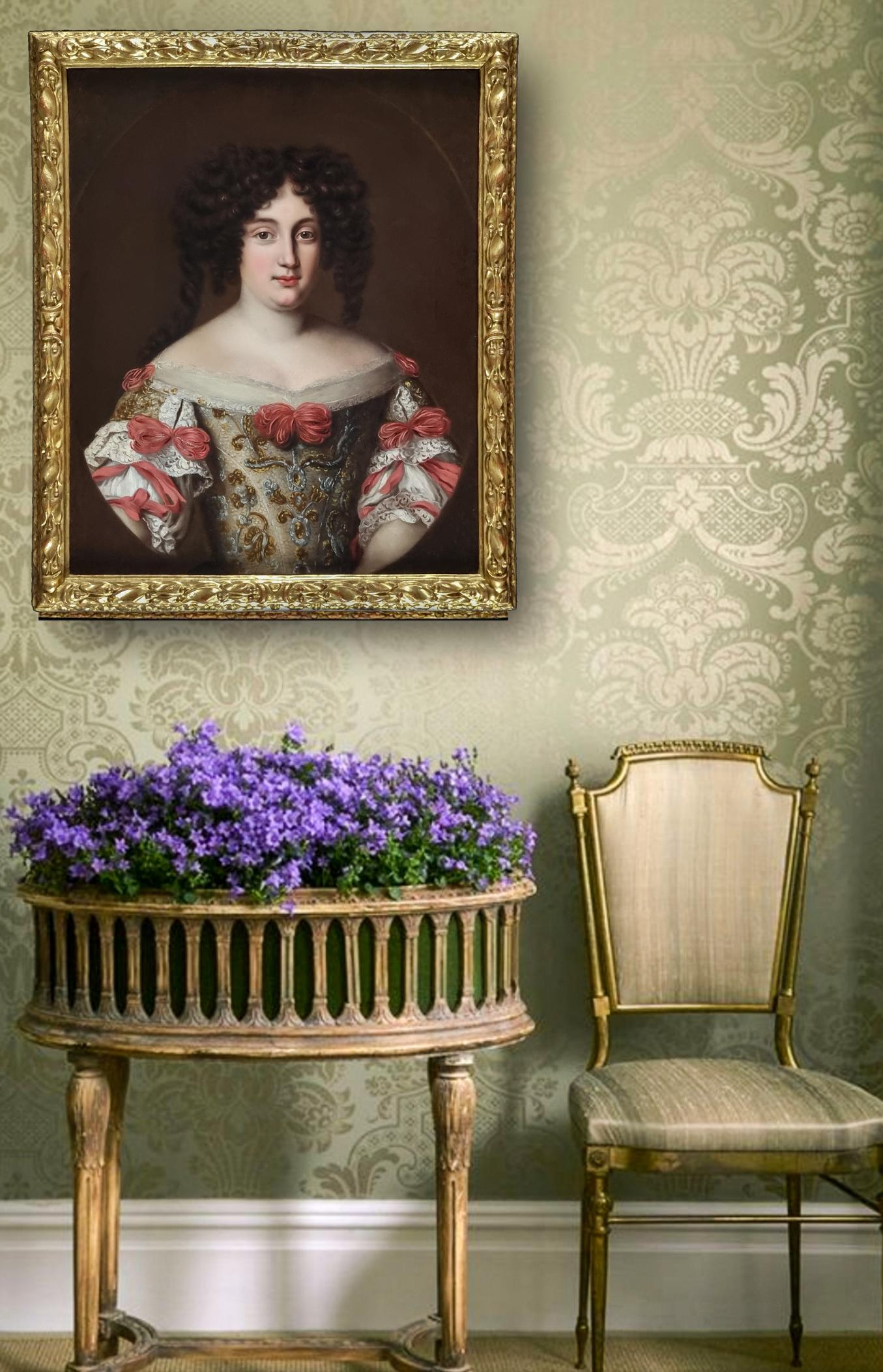 Portrait d'une femme, huile sur toile de la princesse Farnèse Maria Virginia Borghese Chigi - Painting de (Studio of) Jacob Ferdinand Voet