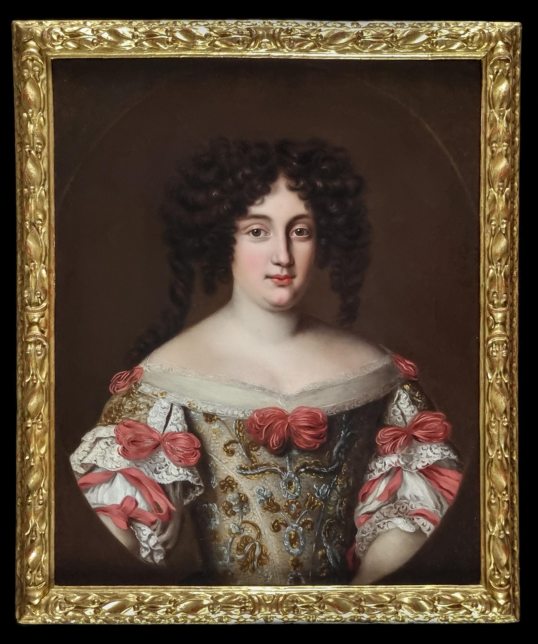 Portrait Painting (Studio of) Jacob Ferdinand Voet - Portrait d'une femme, huile sur toile de la princesse Farnèse Maria Virginia Borghese Chigi