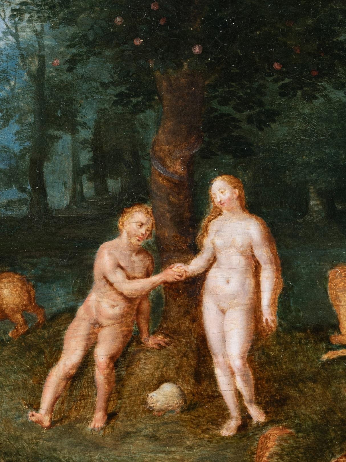 Adam et Ève au paradis, studio de Jan Brueghel le Jeune, 17e siècle en vente 1