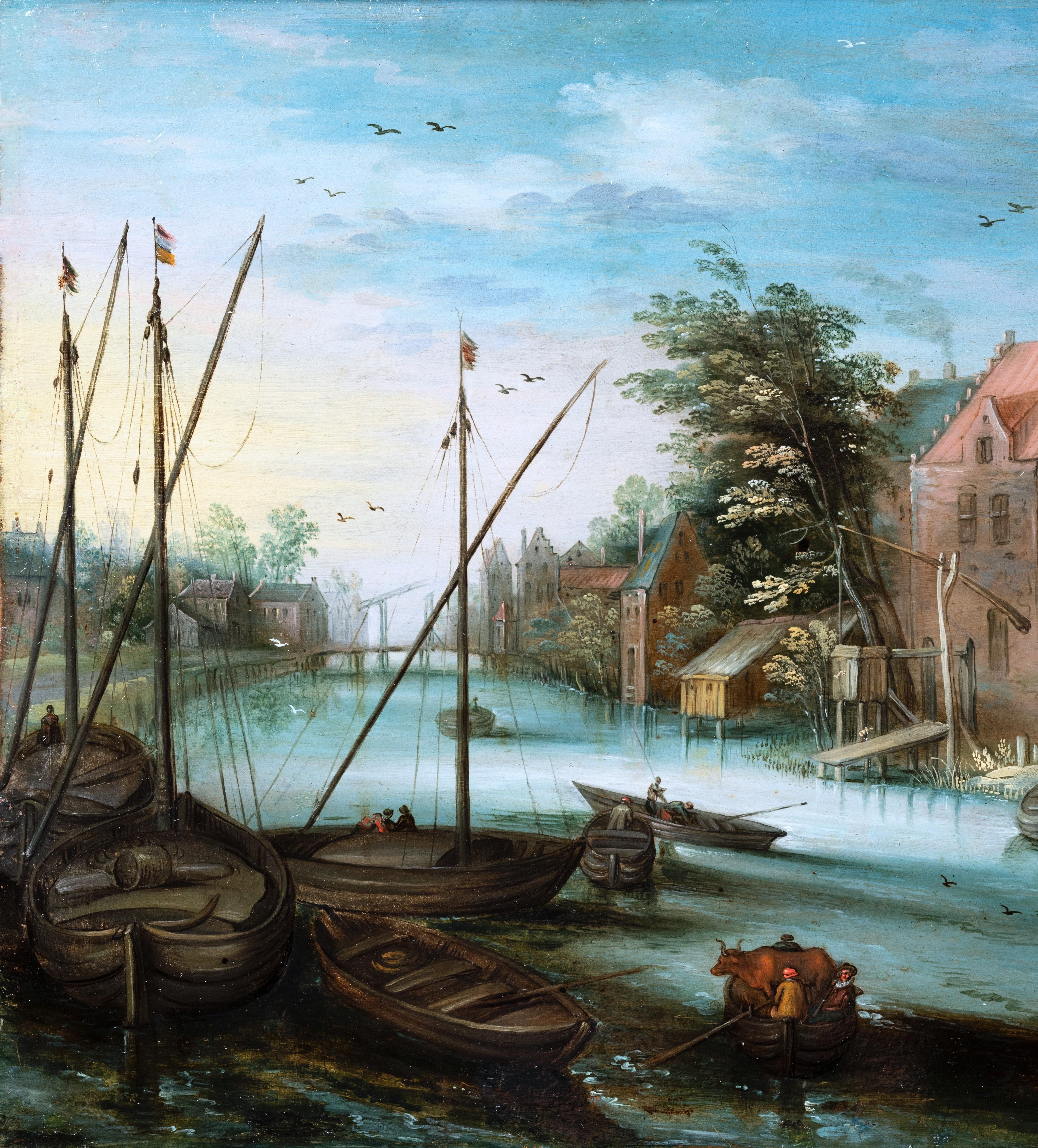 Flusslandschaft, Atelier von Jan Brueghel dem Jüngeren  Antwerpener Schule des 17. Jahrhunderts im Angebot 1