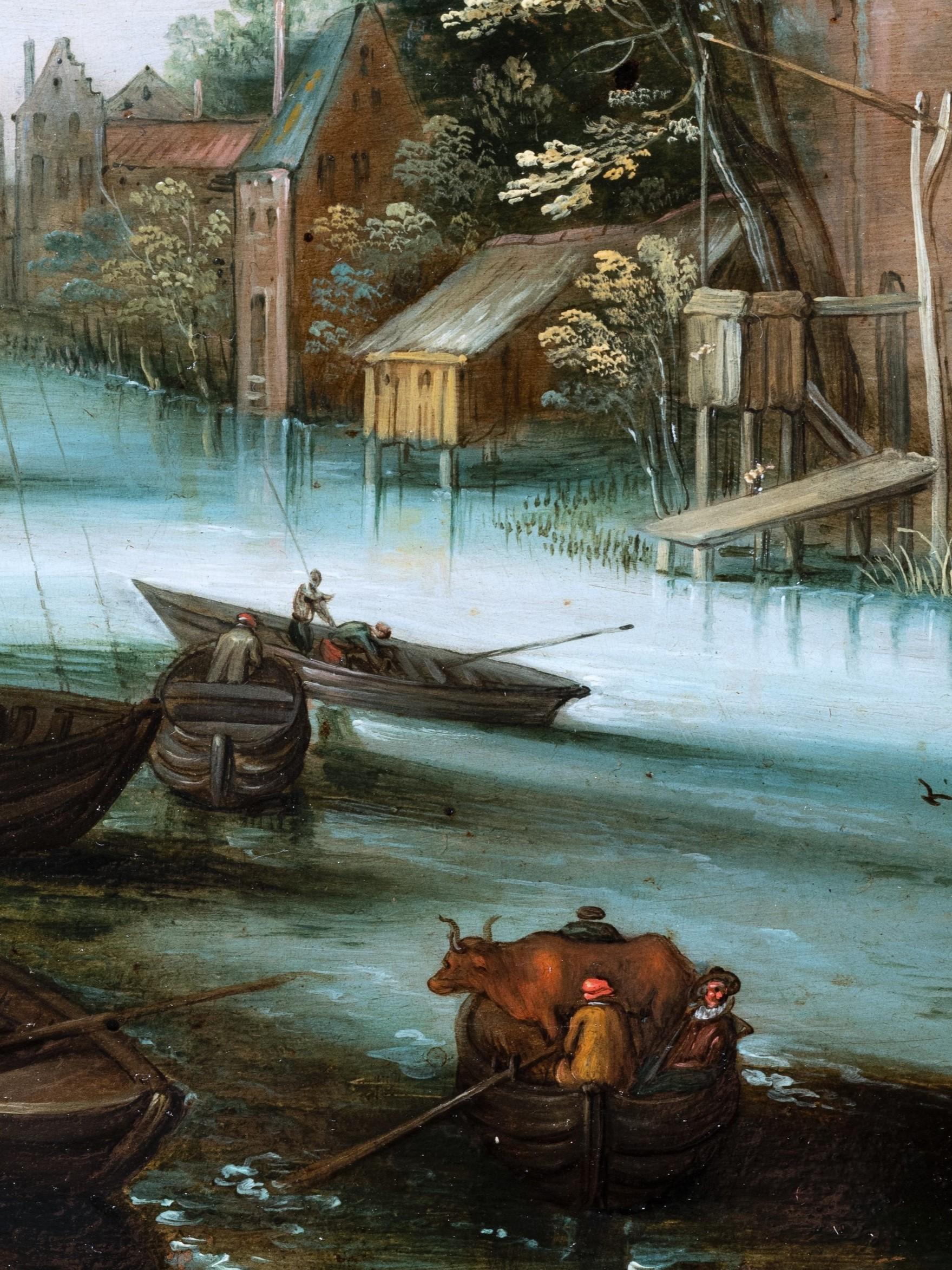 Paysage de rivière, studio de Jan Brueghel le Jeune  École anversoise du 17e siècle en vente 2