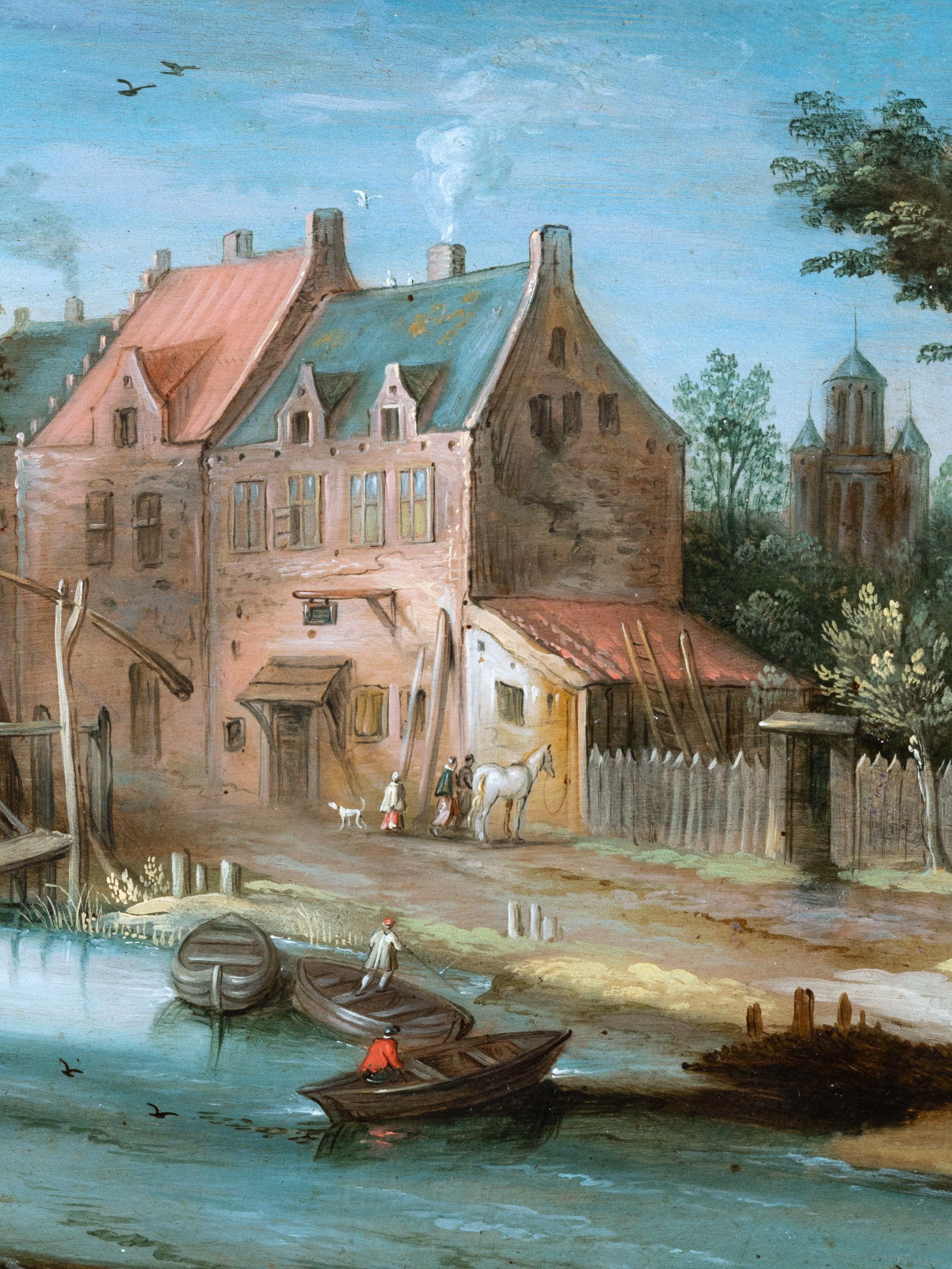 Paysage de rivière, studio de Jan Brueghel le Jeune  École anversoise du 17e siècle en vente 5