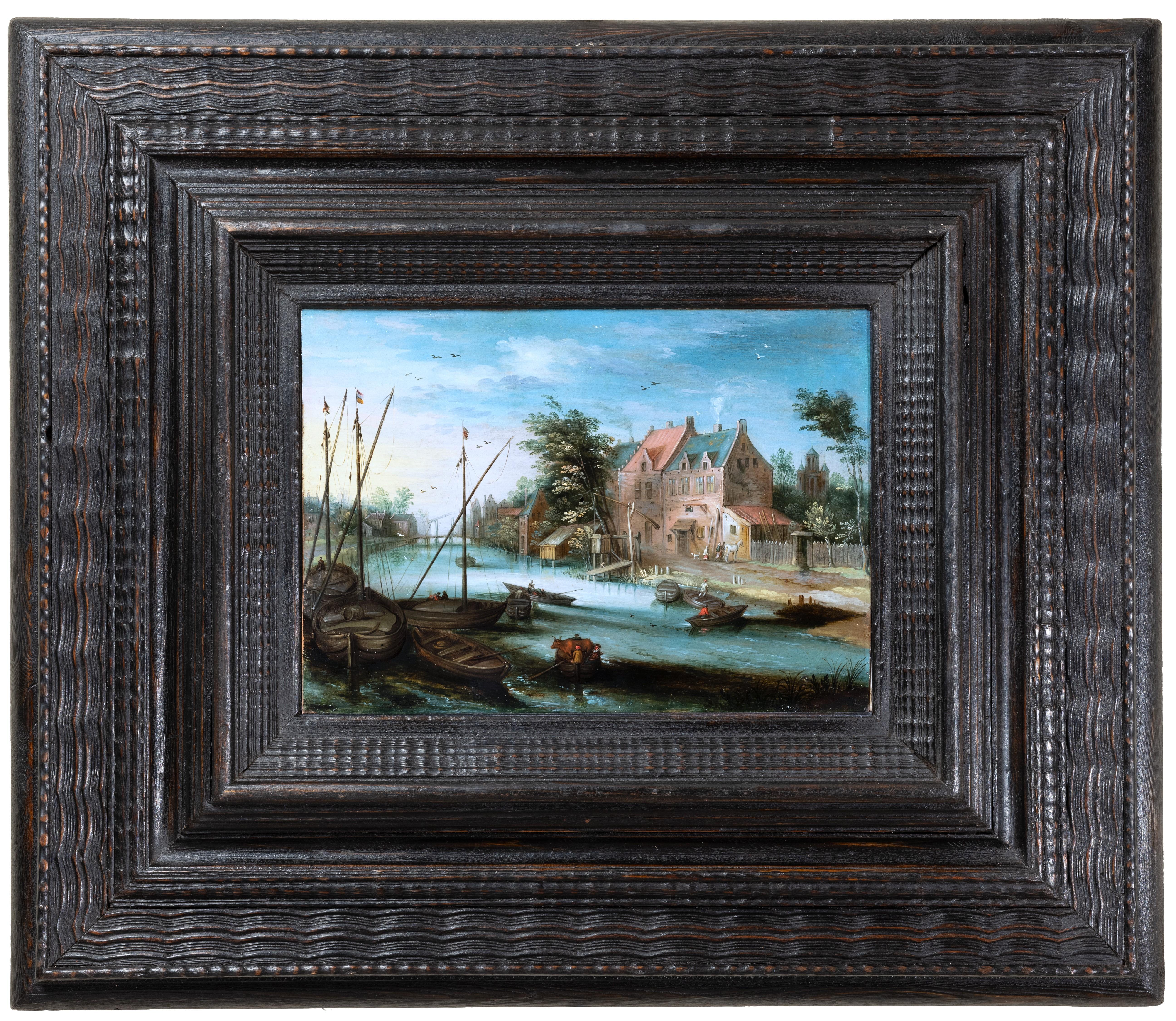 Studio of Jan Brueghel the Younger Landscape Painting – Flusslandschaft, Atelier von Jan Brueghel dem Jüngeren  Antwerpener Schule des 17. Jahrhunderts