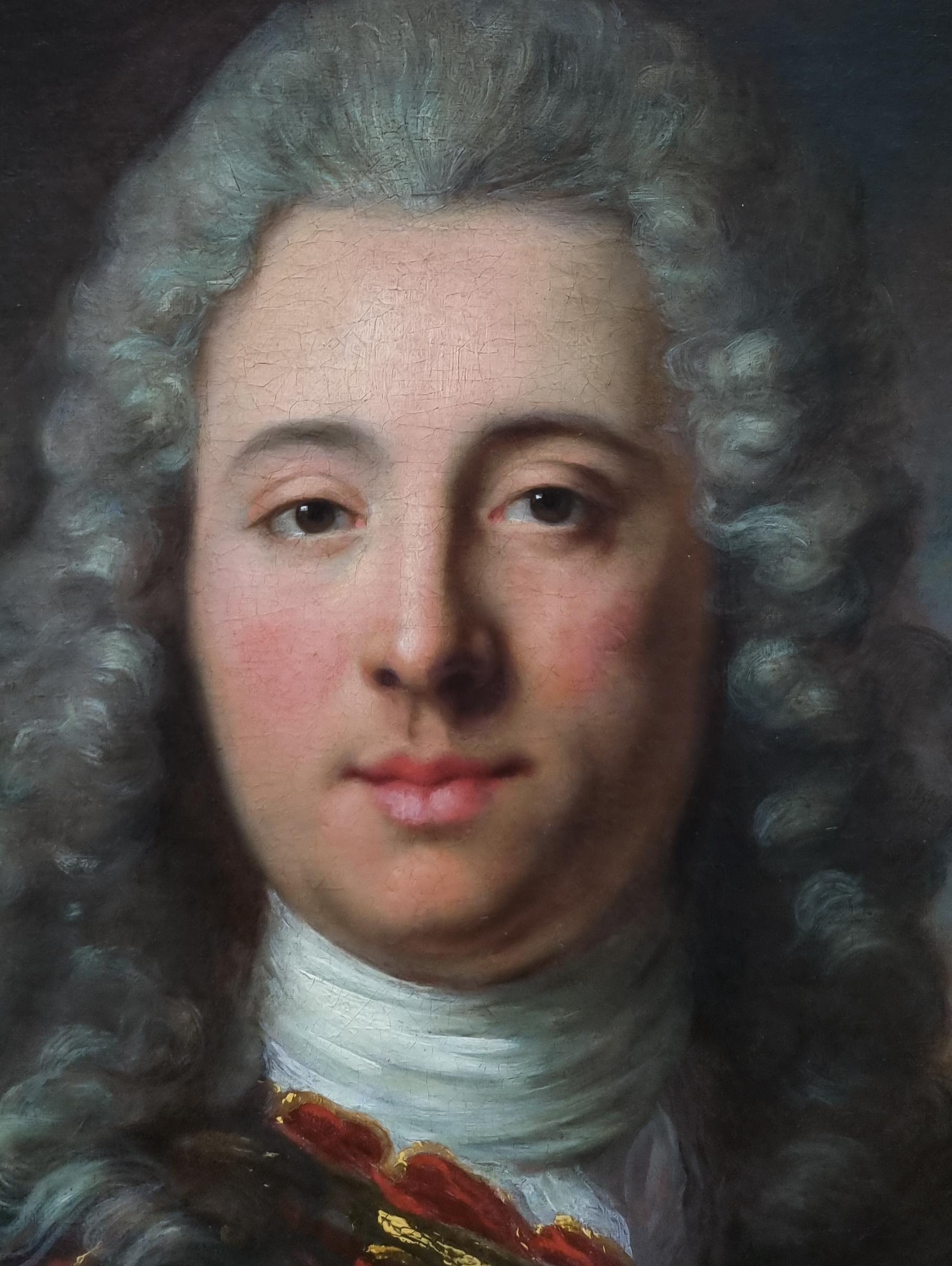 Portrait of a Gentleman in Armour and Mauve Cloak c.1740; Louis Tocque, Painting For Sale 2