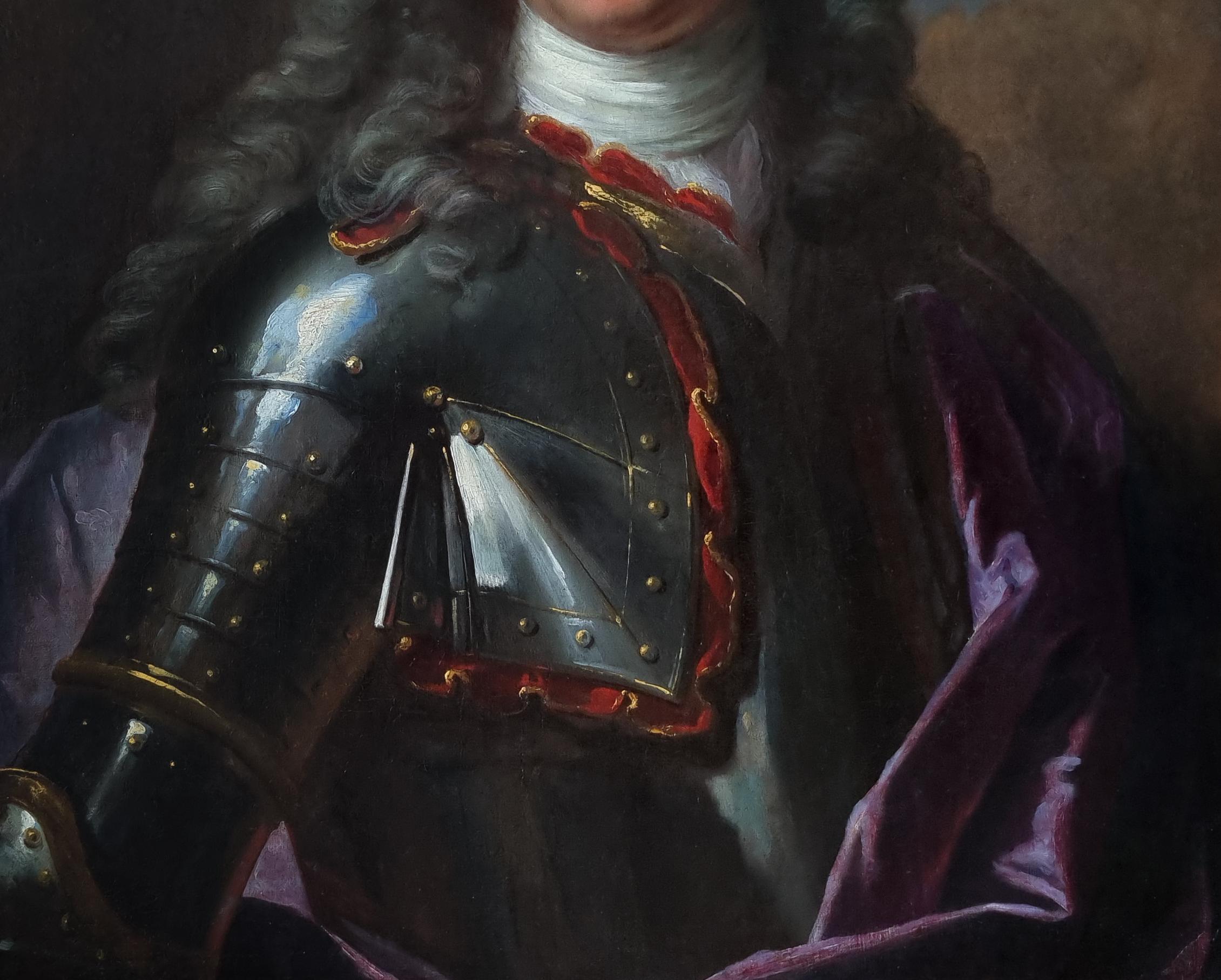 Portrait d'un Gentleman en armure et crémaillère mauve, vers 1740 ; Louis Tocque, peinture en vente 2