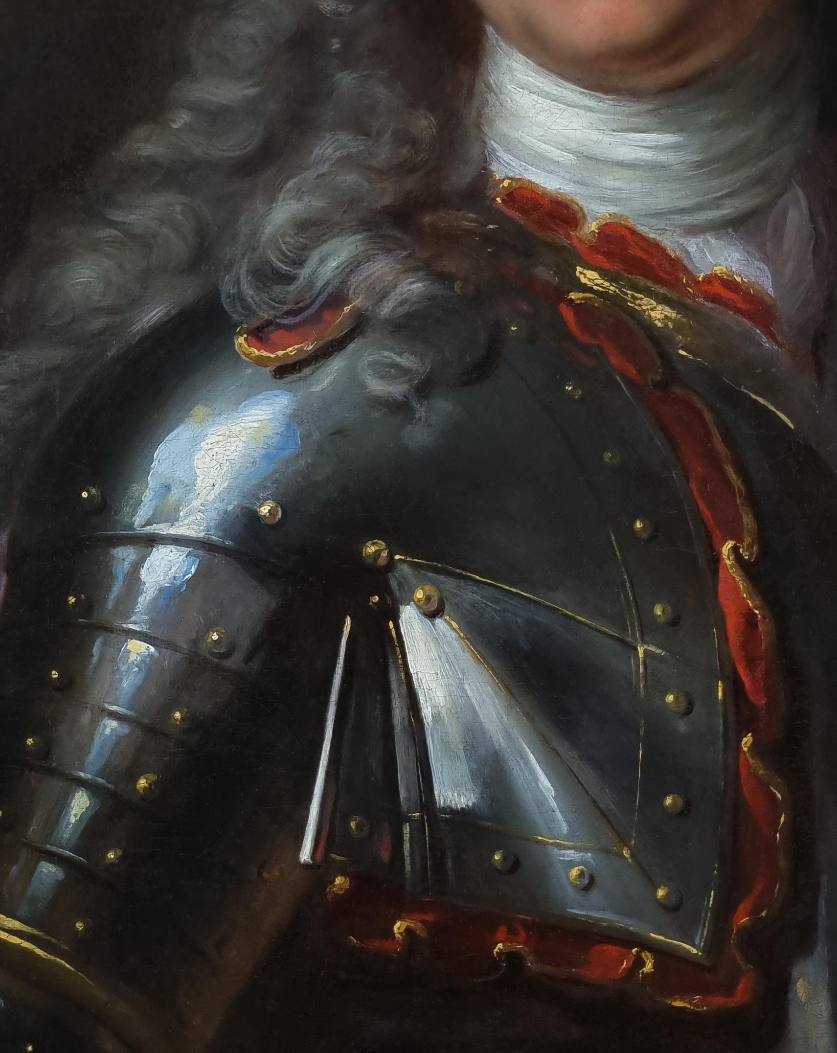 Portrait of a Gentleman in Armour and Mauve Cloak c.1740; Louis Tocque, Painting For Sale 5