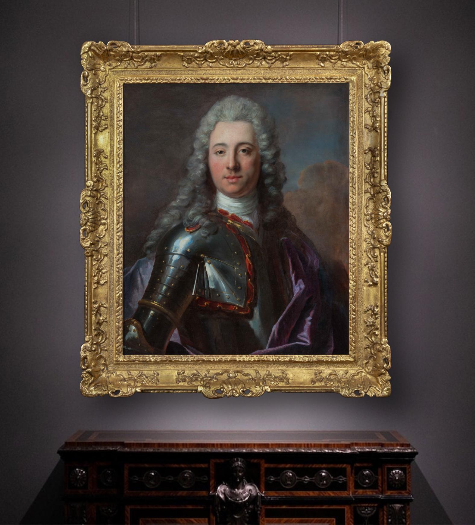 The sitter in this superb portrait, presented by Titan Fine Art, is shown with the grandiloquence characteristic of the eighteenth-century French school of painting.  The young nobleman has been portrayed wearing an ingeniously embellished French