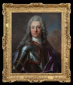 Antique Portrait of a Gentleman in Armour and Mauve Cloak c.1740; Louis Tocque, Painting