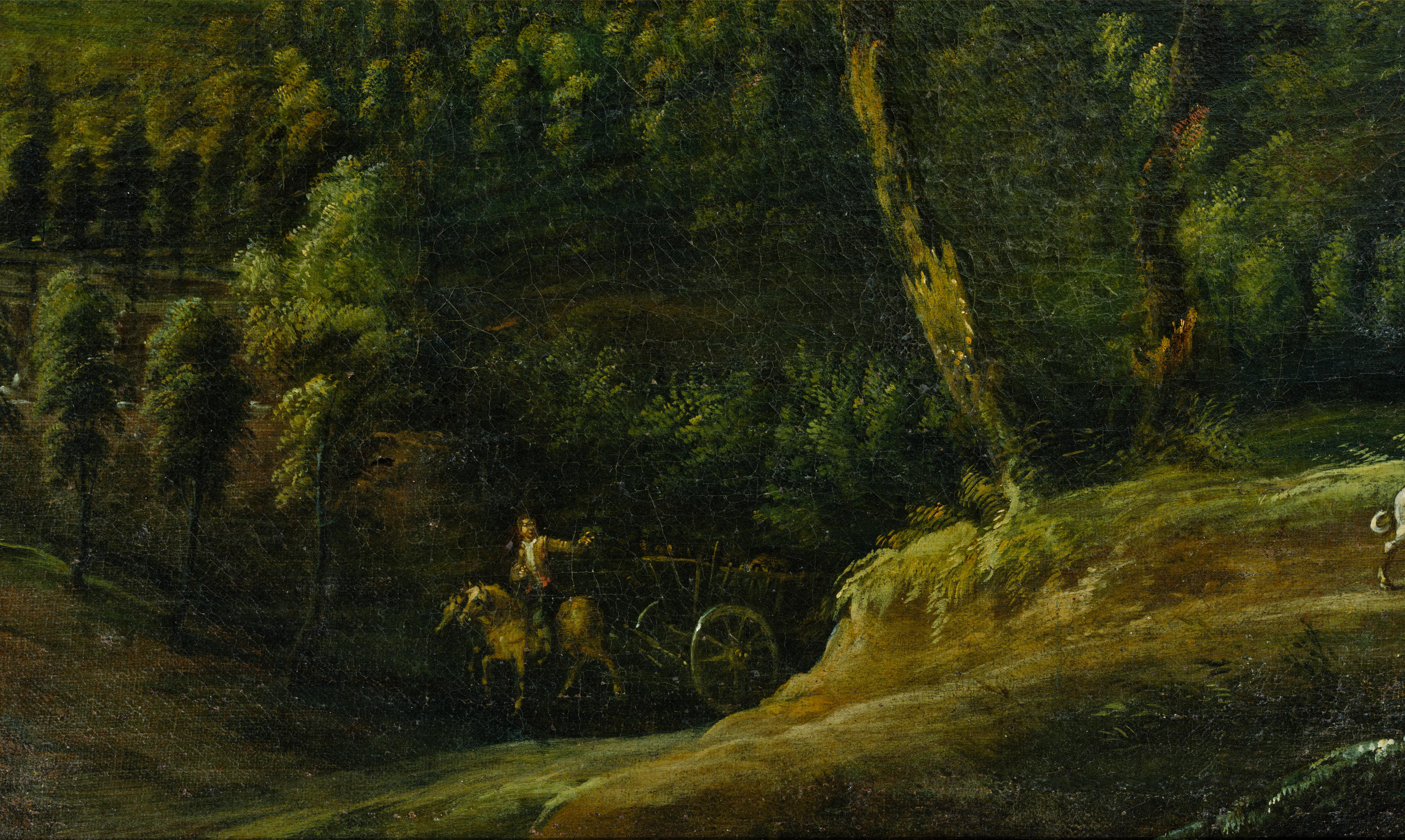 Este cuadro, del tamaño de un museo, nos lleva a una finca en las afueras del bosque de Sonian, cerca de Bruselas, tentadoramente identificada como la finca Ter Coigne, en Watermael (de la que hoy sólo quedan algunos edificios muy modificados).