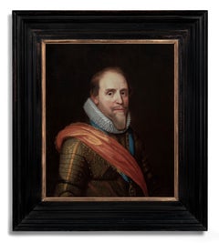 Antique Dutch Old Master Portrait of Maurits, Prince of Orange-Nassau, Oil on Panel 