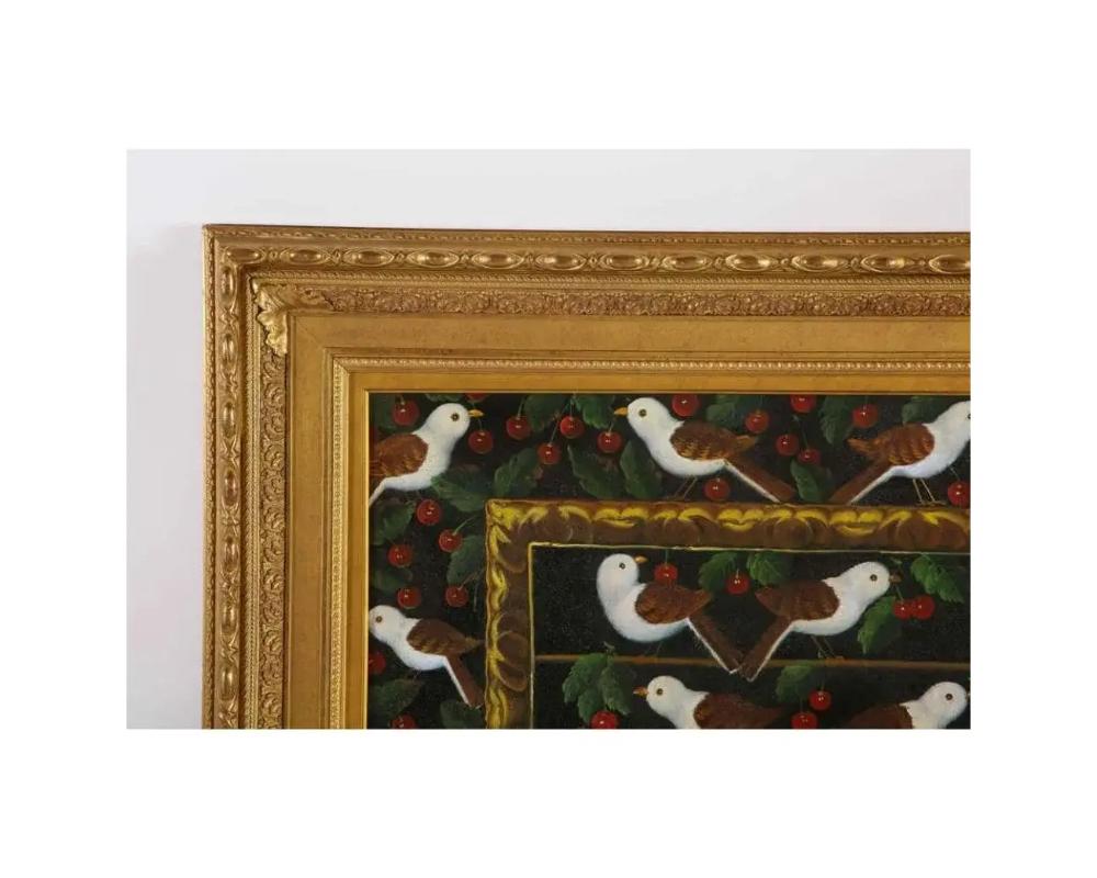 Studio of Miguel Canals (Espagne 1925-1995), cerises, oiseaux et fleurs sur toile Bon état - En vente à New York, NY