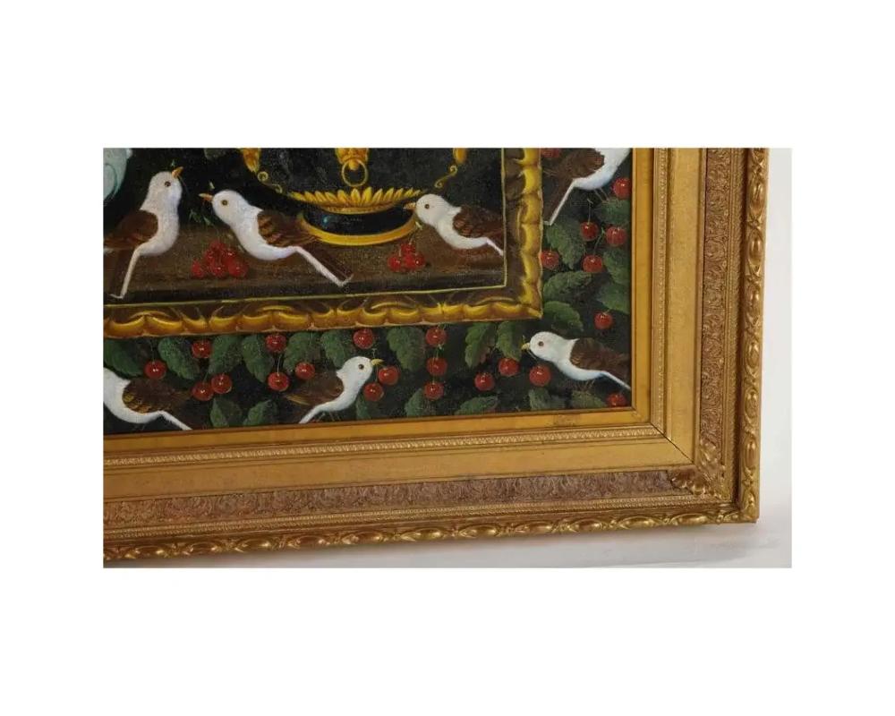 Studio of Miguel Canals (Espagne 1925-1995), cerises, oiseaux et fleurs sur toile en vente 2