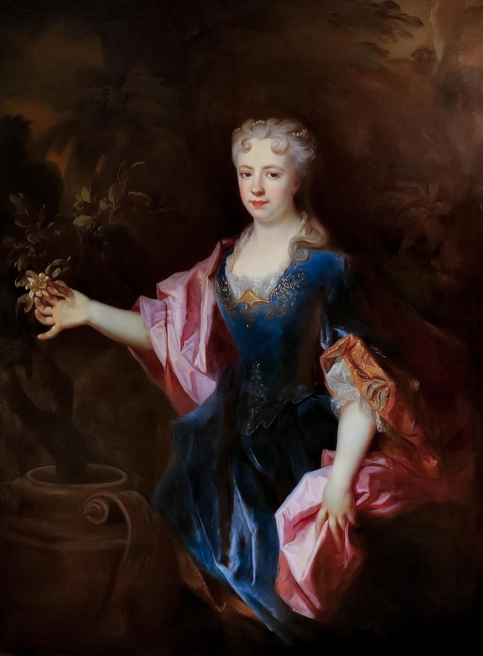 Portrait of a Lady, Marie-Madeleine de Chamillart, Oil on Canvas Painting - Old Masters Art by Studio of Robert Levrac-Tournières