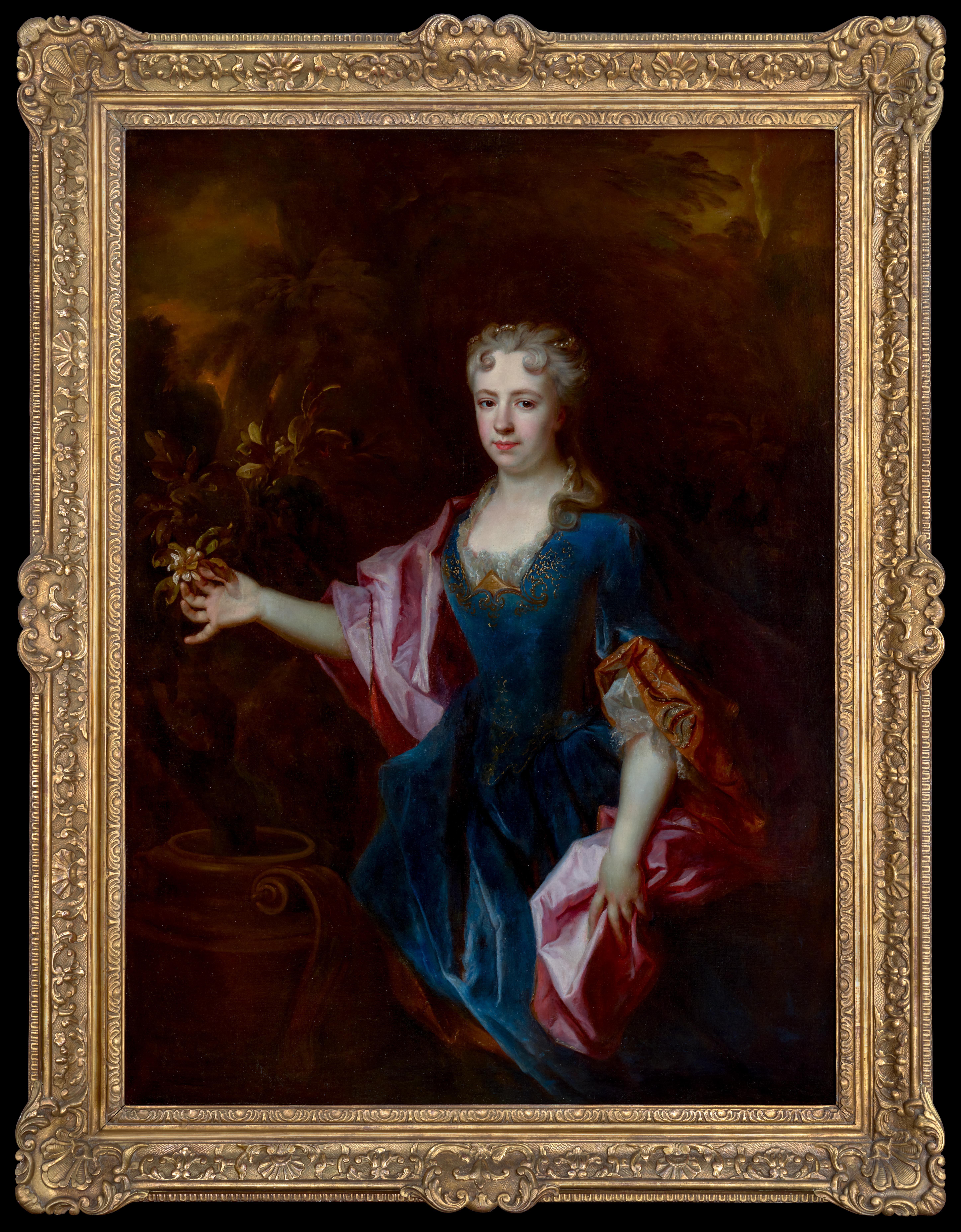 Portrait of a Lady, Marie-Madeleine de Chamillart, Oil on Canvas Painting - Art by Studio of Robert Levrac-Tournières