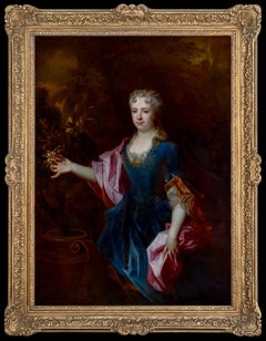 Vintage Portrait of a Lady, Marie-Madeleine de Chamillart, Oil on Canvas Painting
