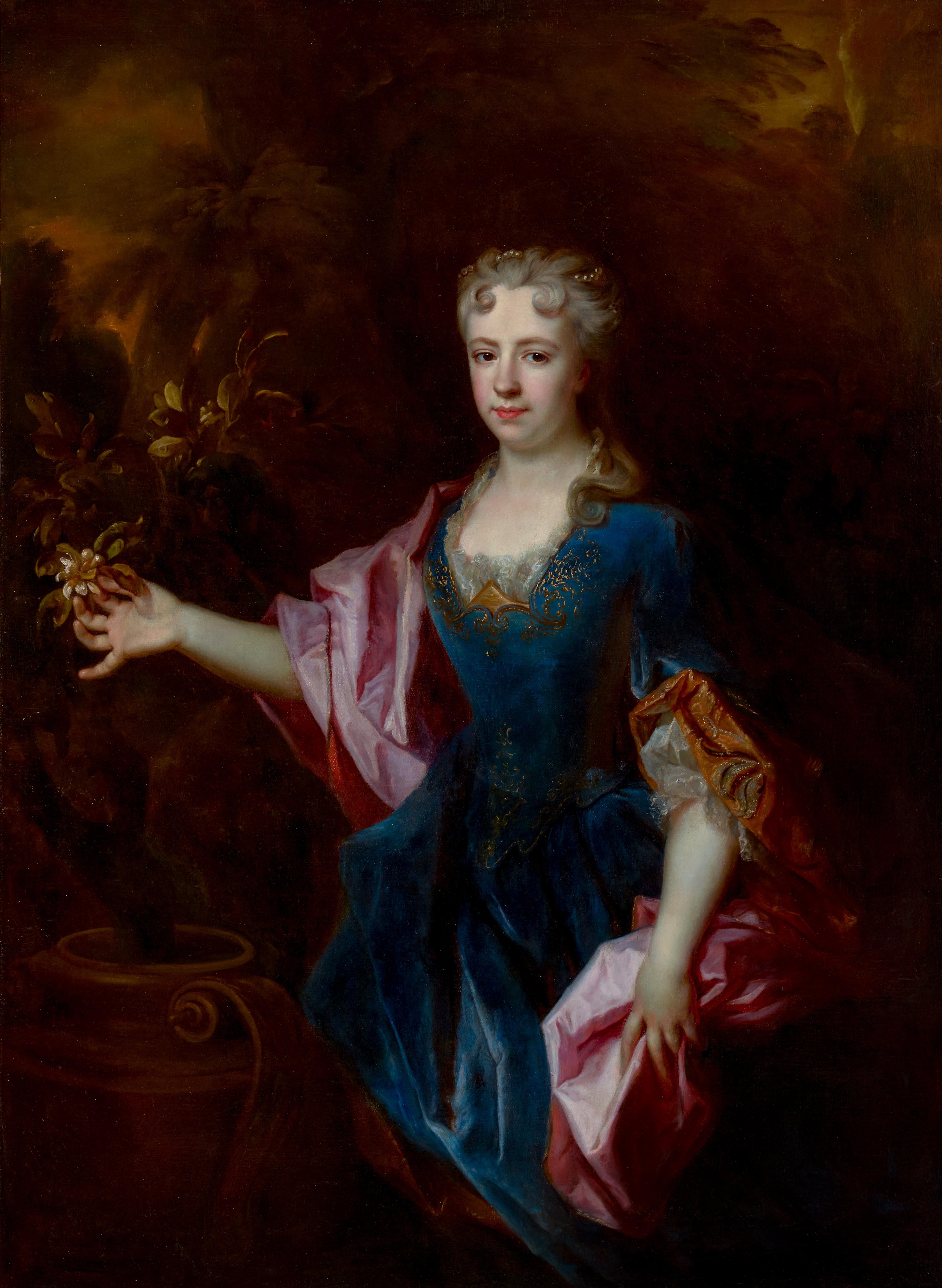 Portrait of a Lady, Marie-Madeleine de Chamillart, Oil on Canvas Painting - Old Masters Art by Studio of Robert Levrac-Tournières