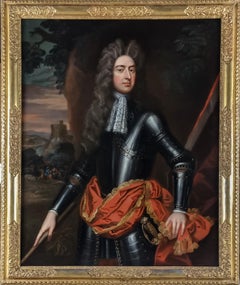 Antique Portrait of Colonel Richard Lister in Armour & Holding a Baton, Harlaxton Manor