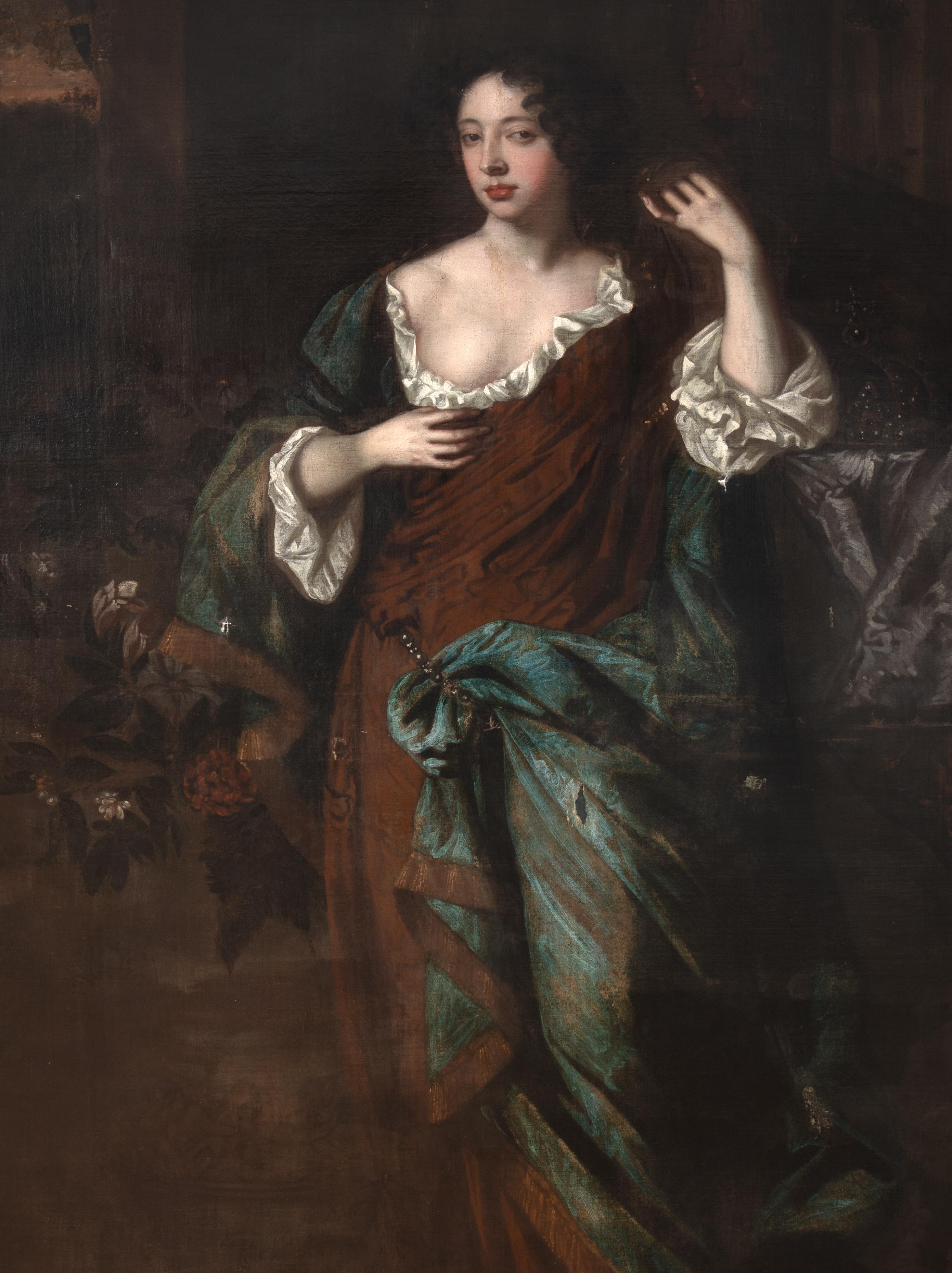 Portrait Of Mary Of Modena, Queen Of England, 17th Century  Studio Of SIR PETER For Sale 3