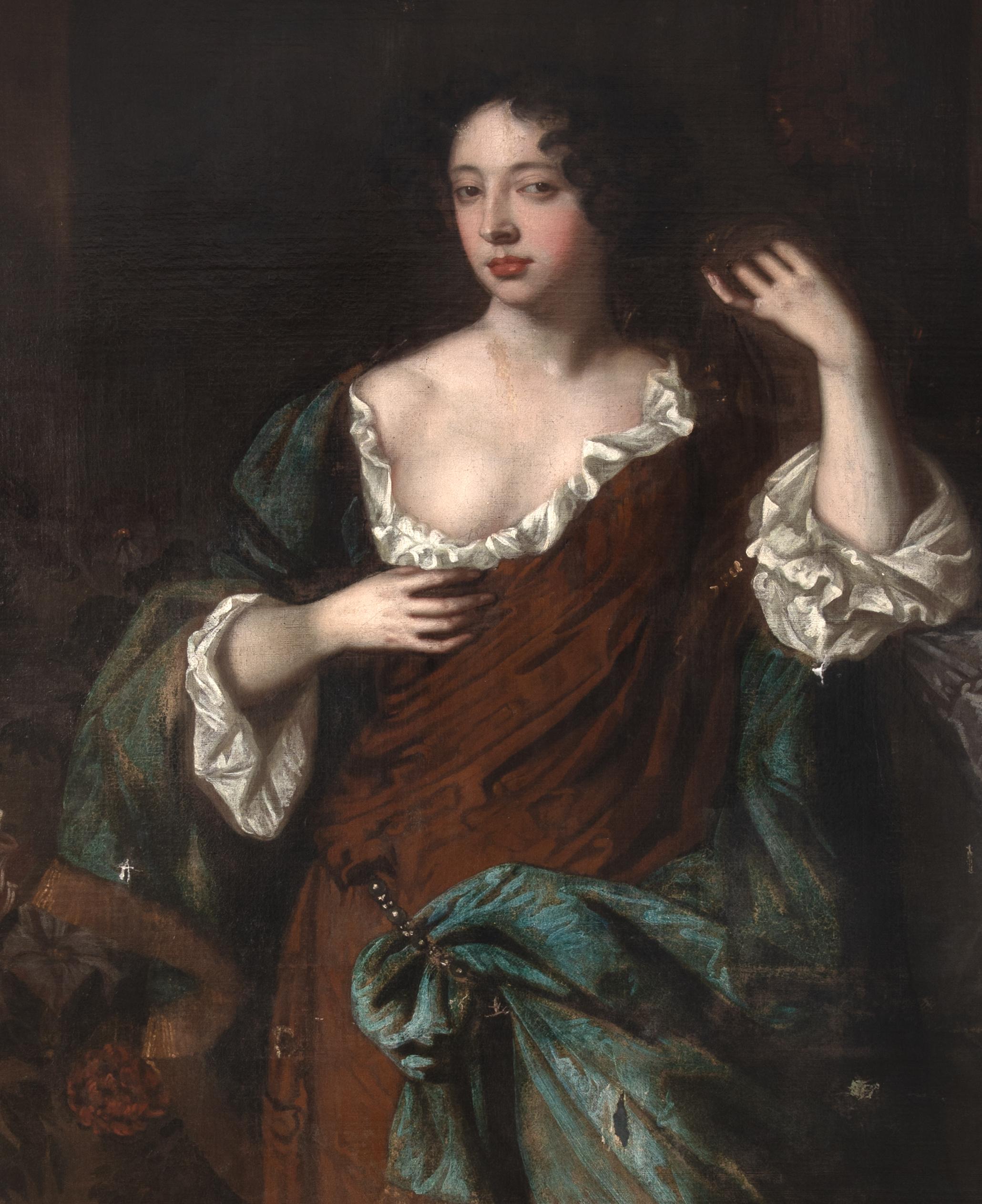 Portrait Of Mary Of Modena, Queen Of England, 17th Century  Studio Of SIR PETER For Sale 4