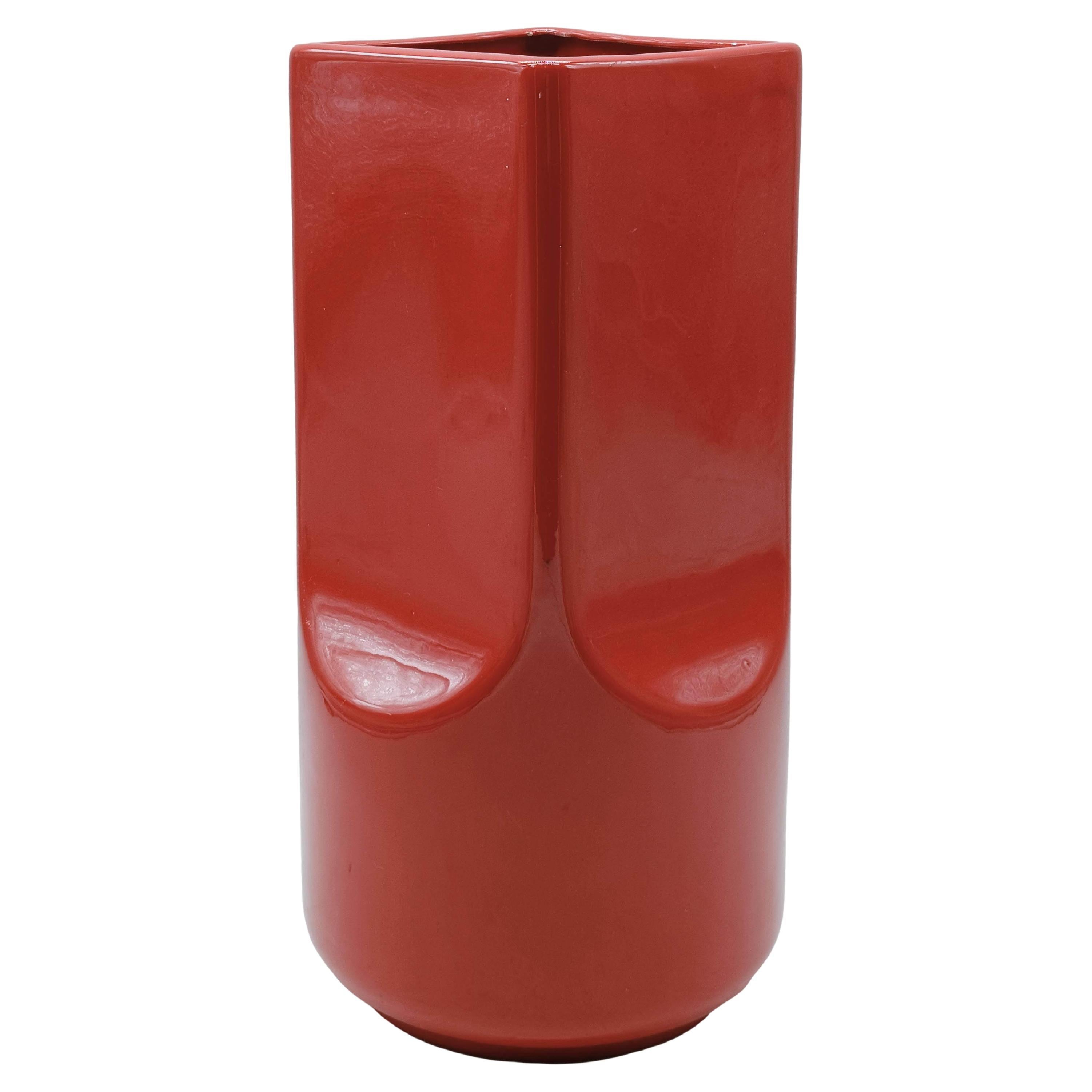 Studio O.P.I. per Gabbianelli Vaso in Ceramica Rosso, Italia 1970s