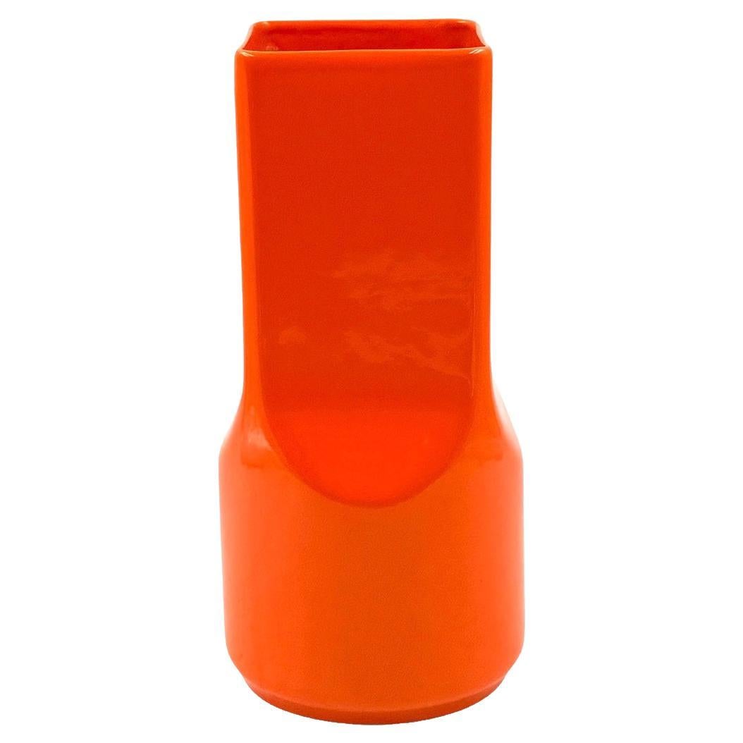 Studio Opi, space age orange ceramic vase, Gabbianelli Italy ca. 1960