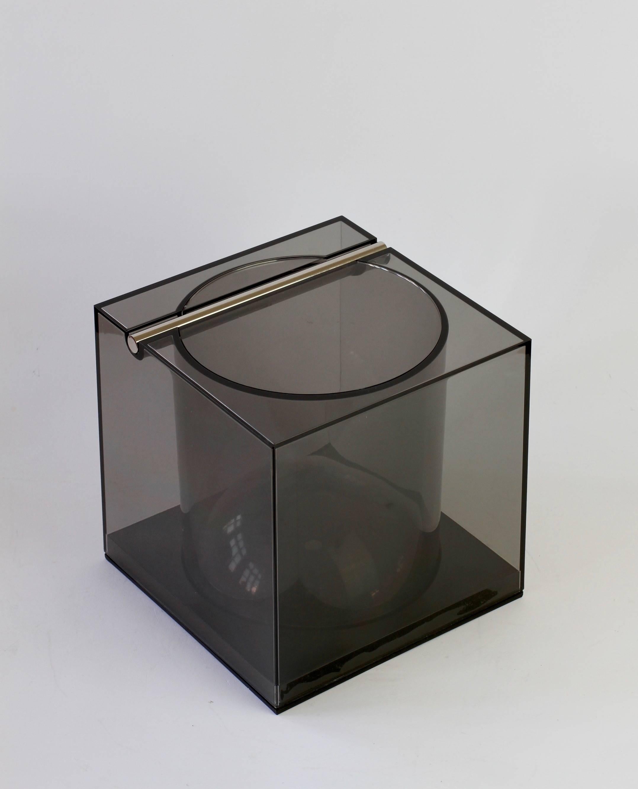 Mid-Century Modern Studio Opi Toned Acrylic Ice Bucket or Holder for Cini & Nils, Milan, 1970s