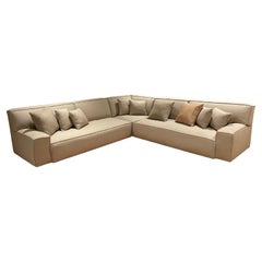 Sectional-Sofa aus verstaubtem, natürlichem Leinen 