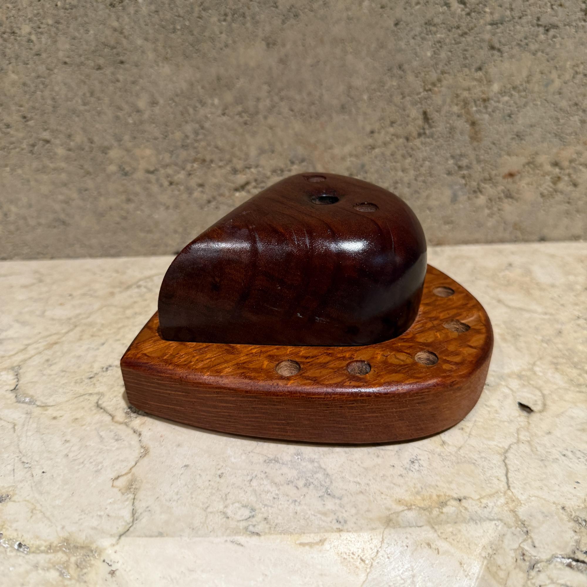 For your consideration, a studio pencil holder in custom wood. Organic modern design. Unmarked. In the style of Nakashima.

Dimensions: 3 H x 6 D x 5.5 W

Please visit take a look at our listings, we have an amazing curated collection of hard to