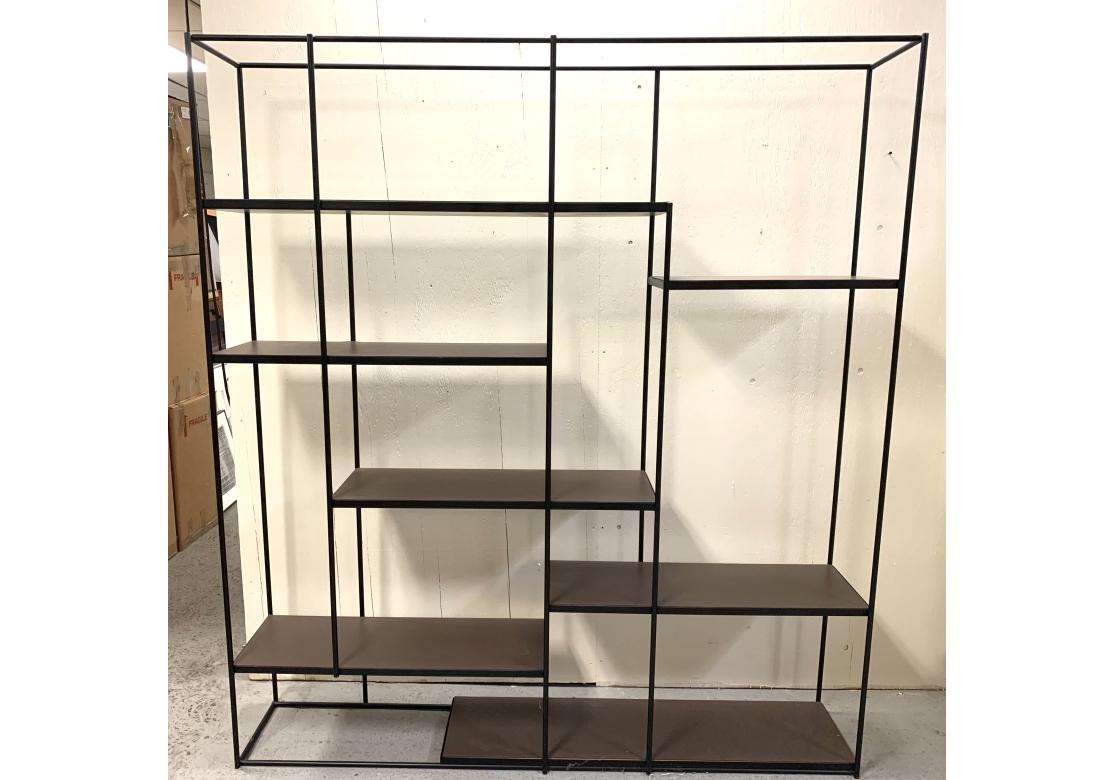 Studio Pepe For Ivan Redaelli Hill Steel Wall Unit With Leather Shelving For Sale 6