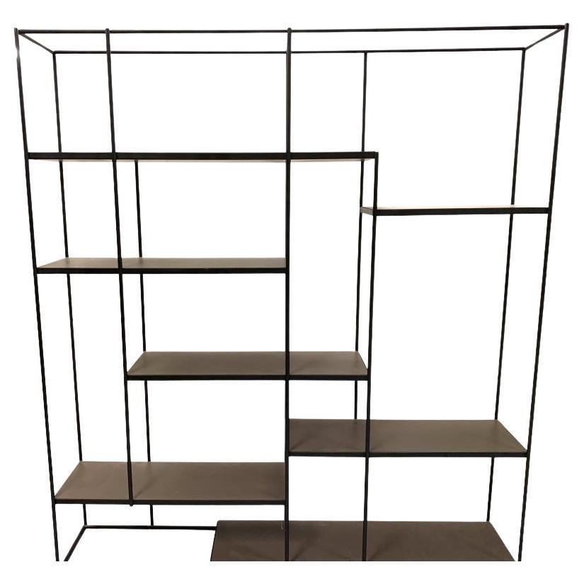 Studio Pepe For Ivan Redaelli Hill Steel Wall Unit With Leather Shelving For Sale
