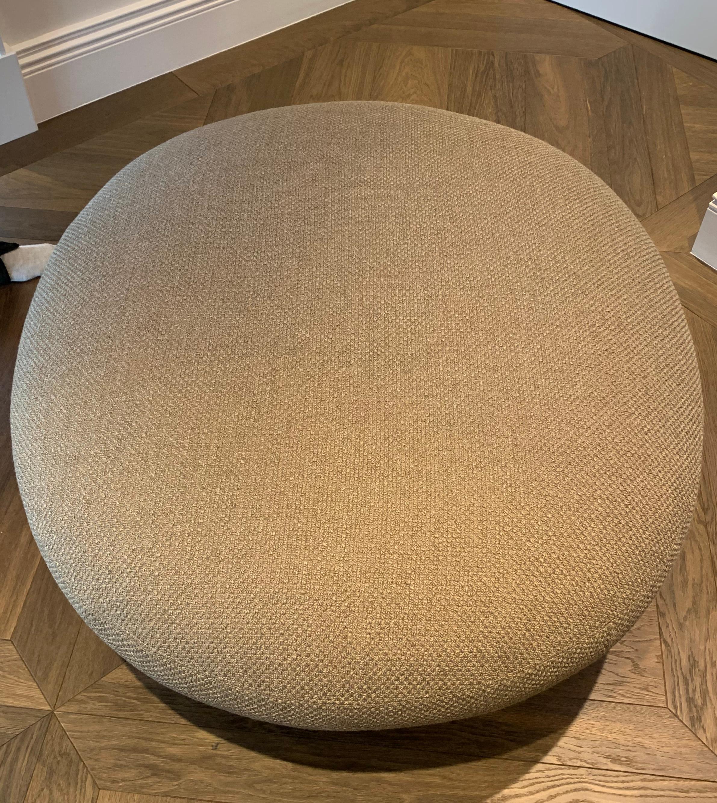 Studio Piet Boon Upholstered Ella Pouf  Ottoman Woven Boucle w Bronze Legs In Good Condition In Glasgow, GB