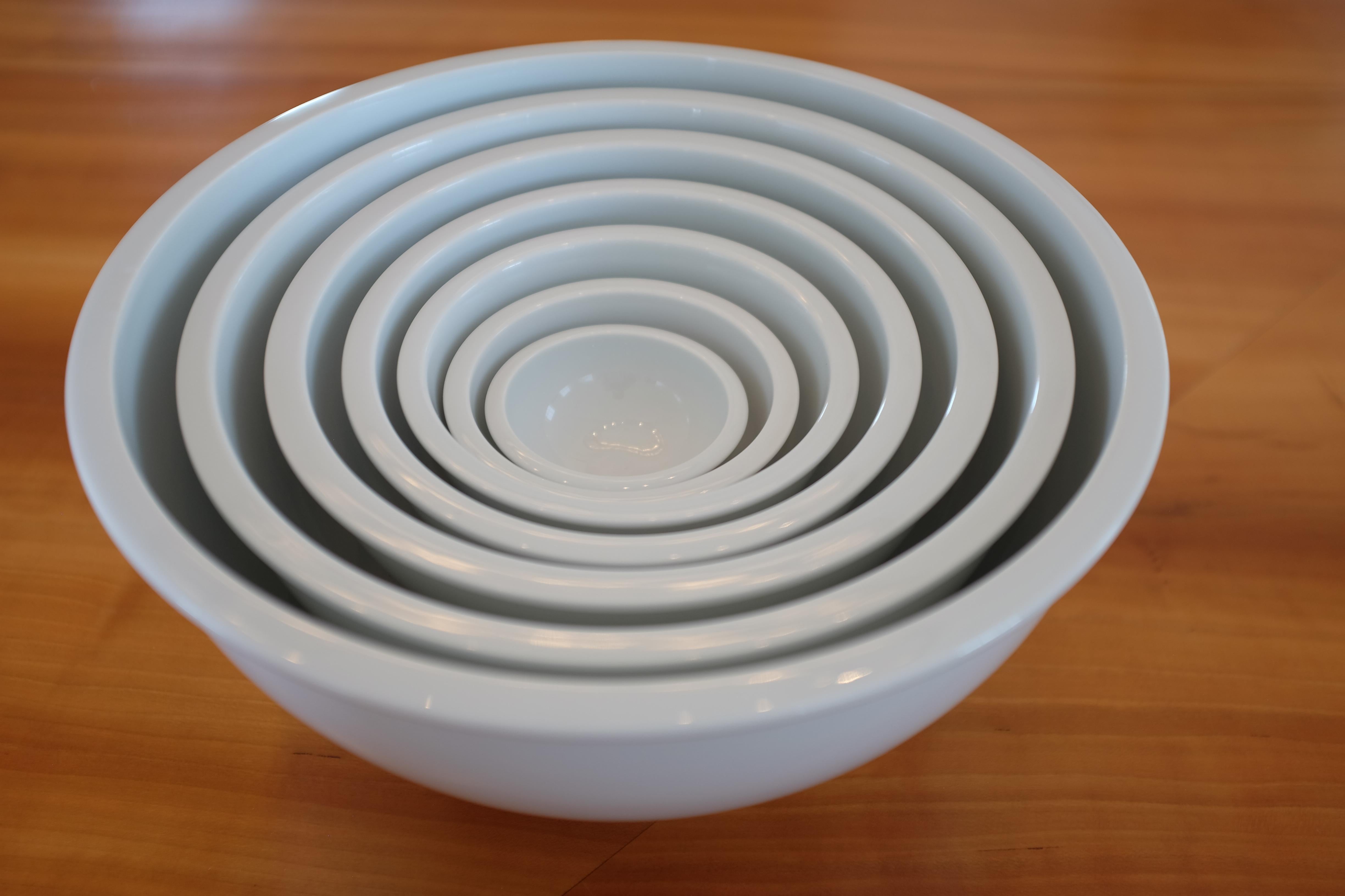 Expression - Set of 7 bowls

Design by Pieter Stockmans

Porcelain nesting bowls, handmade in Belgium.
Measures:
Ø07 cm

Ø10 cm

Ø13 cm

Ø16 cm

Ø20 cm

Ø24 cm

Ø28 cm.