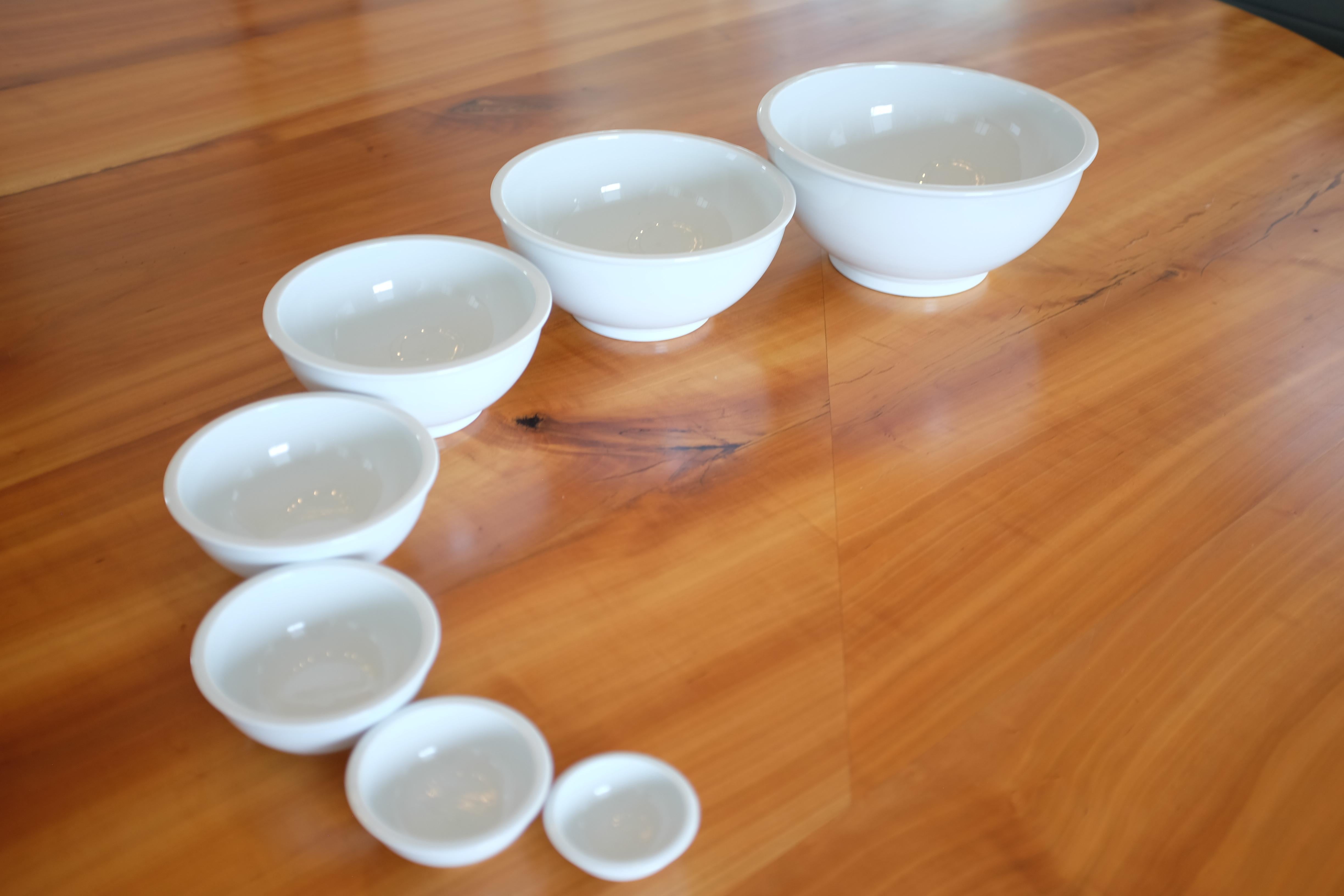 Belgian Studio Pieter Stockmans 7 in 1 White Bowls For Sale