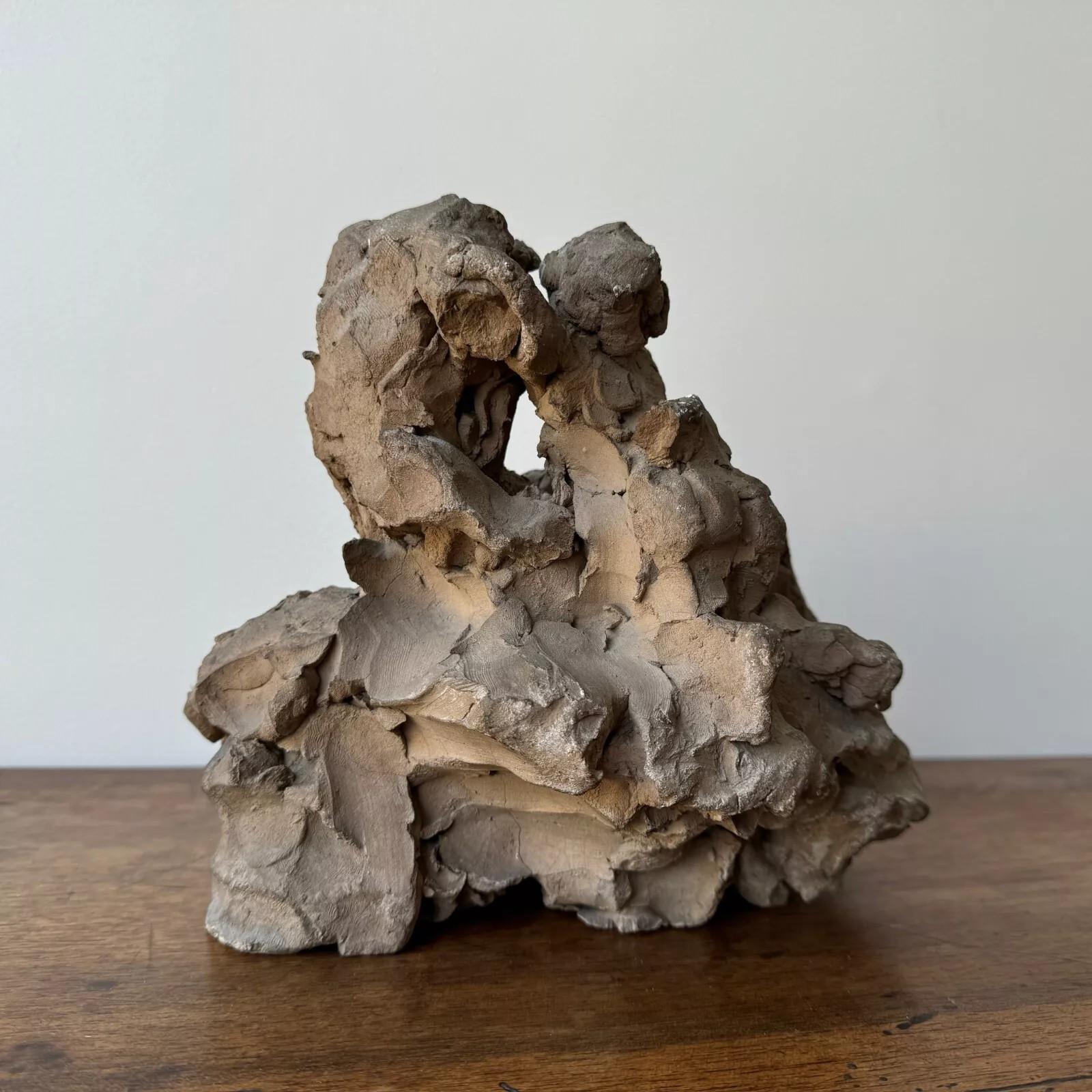 20th Century Studio plaster by Ch. Filleul – child embracing a nude woman, 20th century For Sale