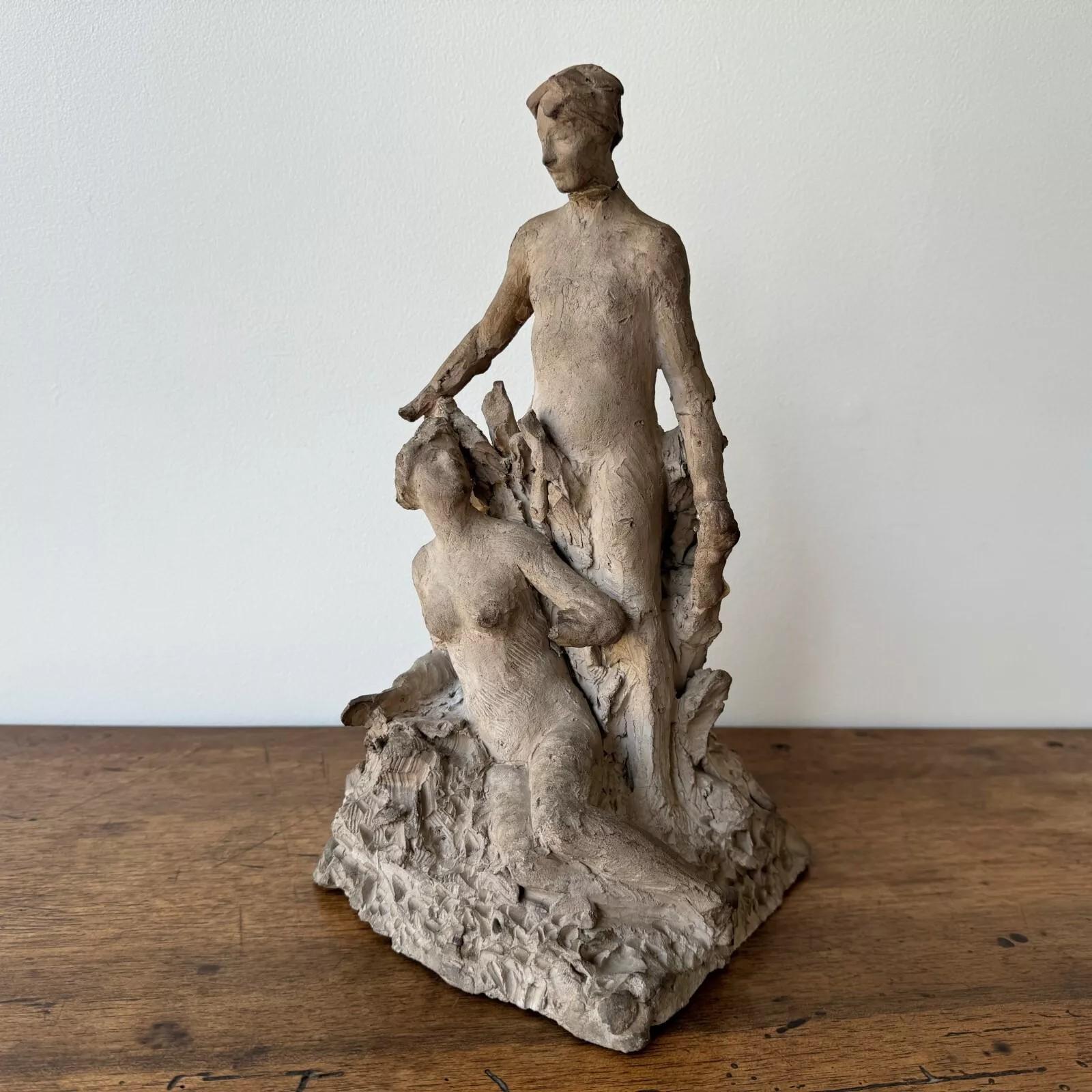 Studio plaster by Ch. Filleul – Classical-style couple, 20th century. en vente 2
